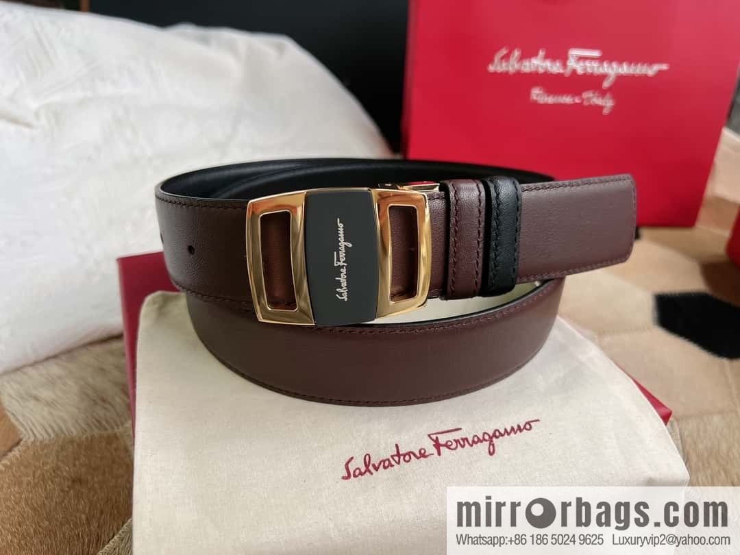Ferragamo Ferragamo, Stainless Steel Fusion Acrylic Men's Belt 3.5cm