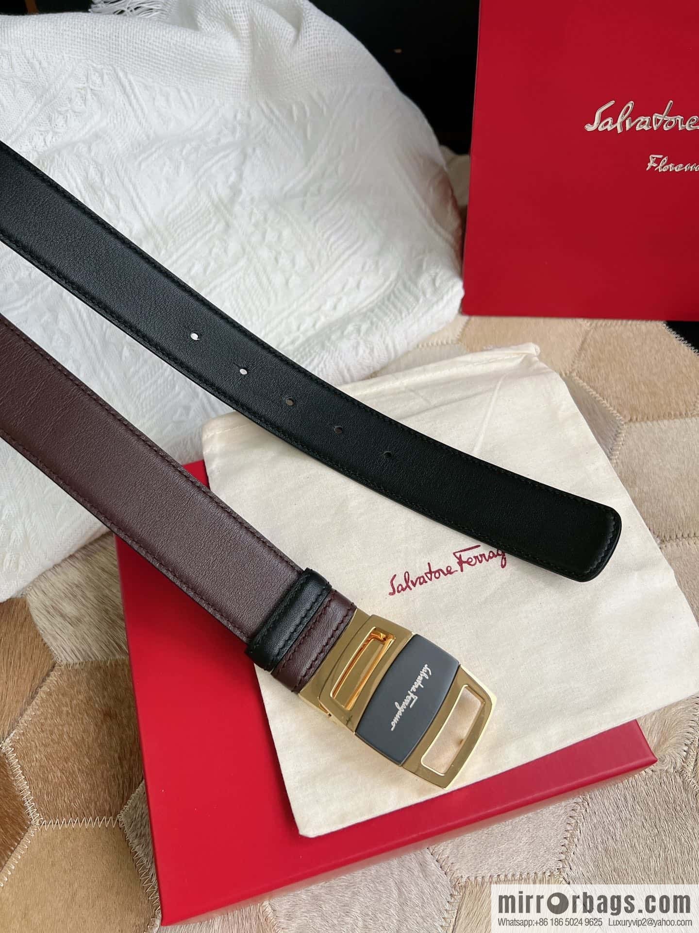 Ferragamo Ferragamo, Stainless Steel Fusion Acrylic Men's Belt 3.5cm