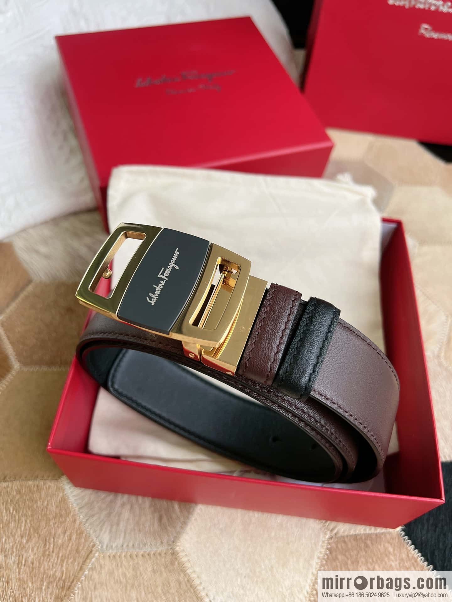 Ferragamo Ferragamo, Stainless Steel Fusion Acrylic Men's Belt 3.5cm