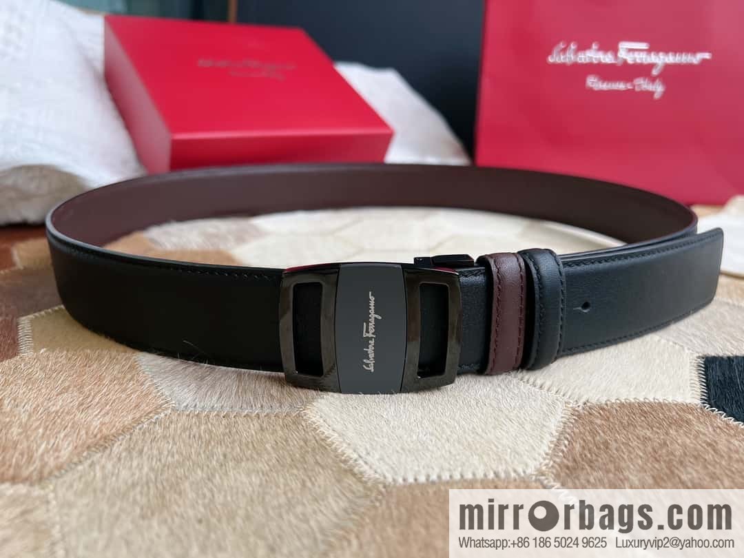 Ferragamo Ferragamo, Stainless Steel Fusion Acrylic Men's Belt 3.5cm