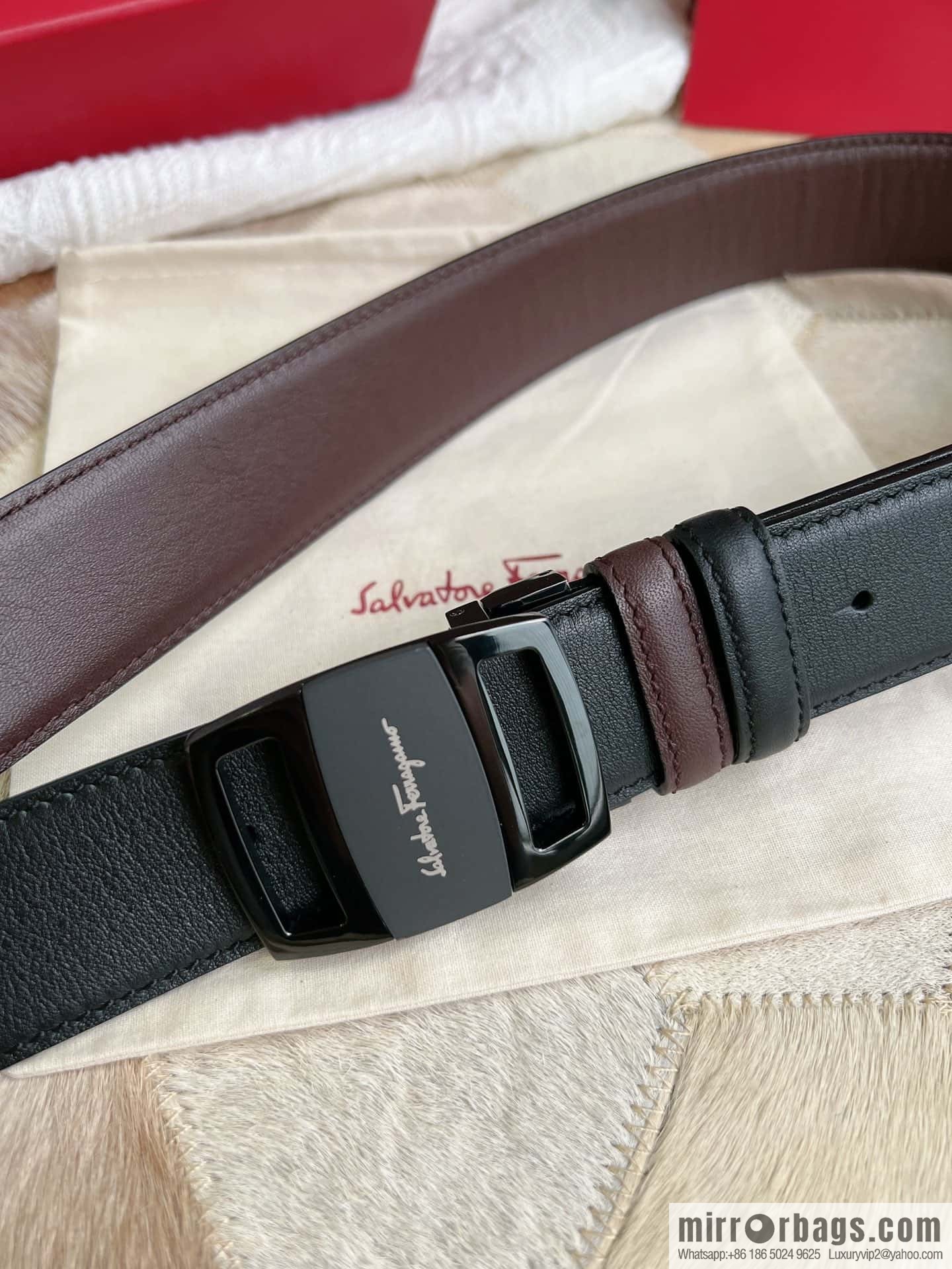 Ferragamo Ferragamo, Stainless Steel Fusion Acrylic Men's Belt 3.5cm
