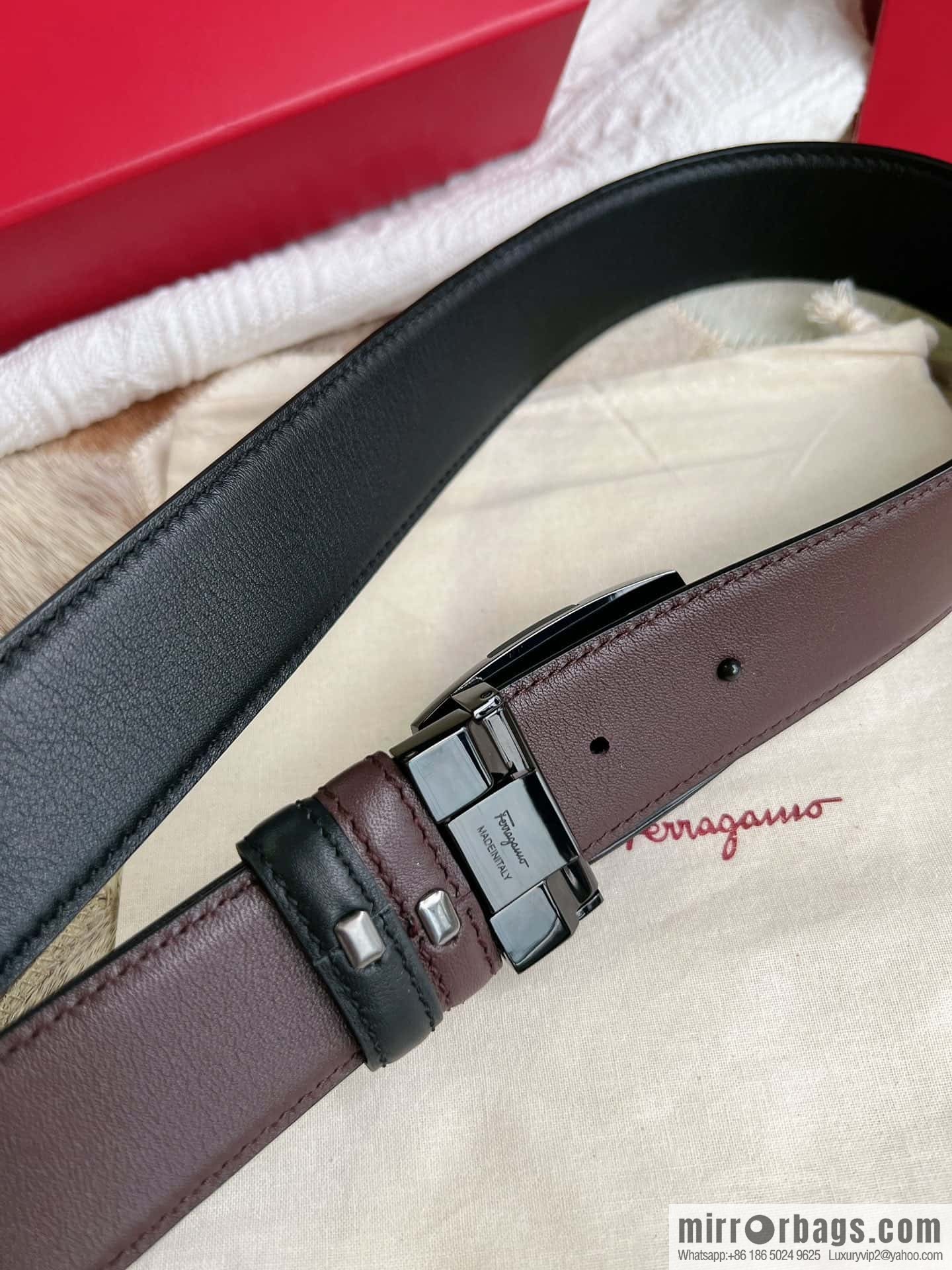 Ferragamo Ferragamo, Stainless Steel Fusion Acrylic Men's Belt 3.5cm