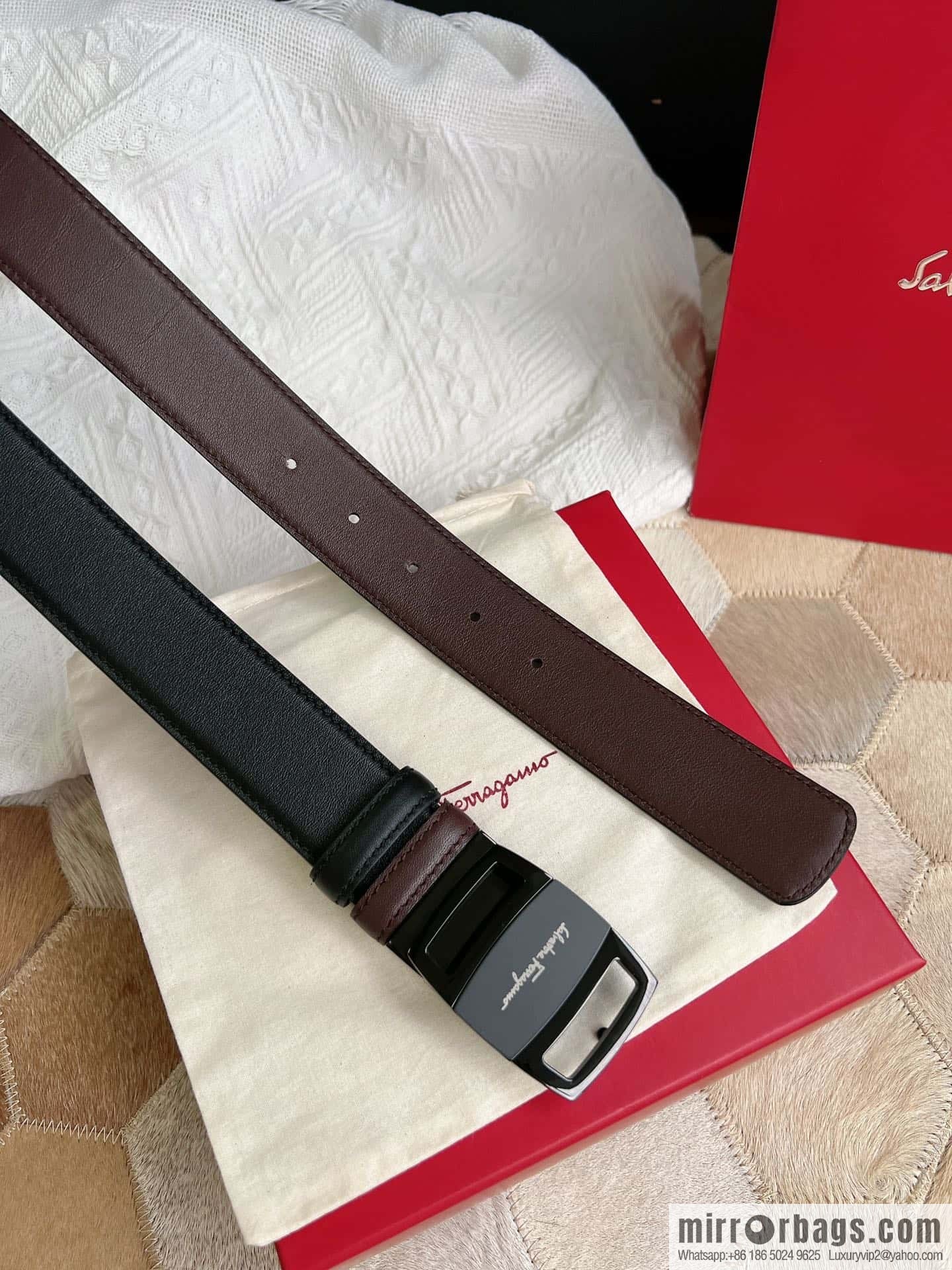 Ferragamo Ferragamo, Stainless Steel Fusion Acrylic Men's Belt 3.5cm