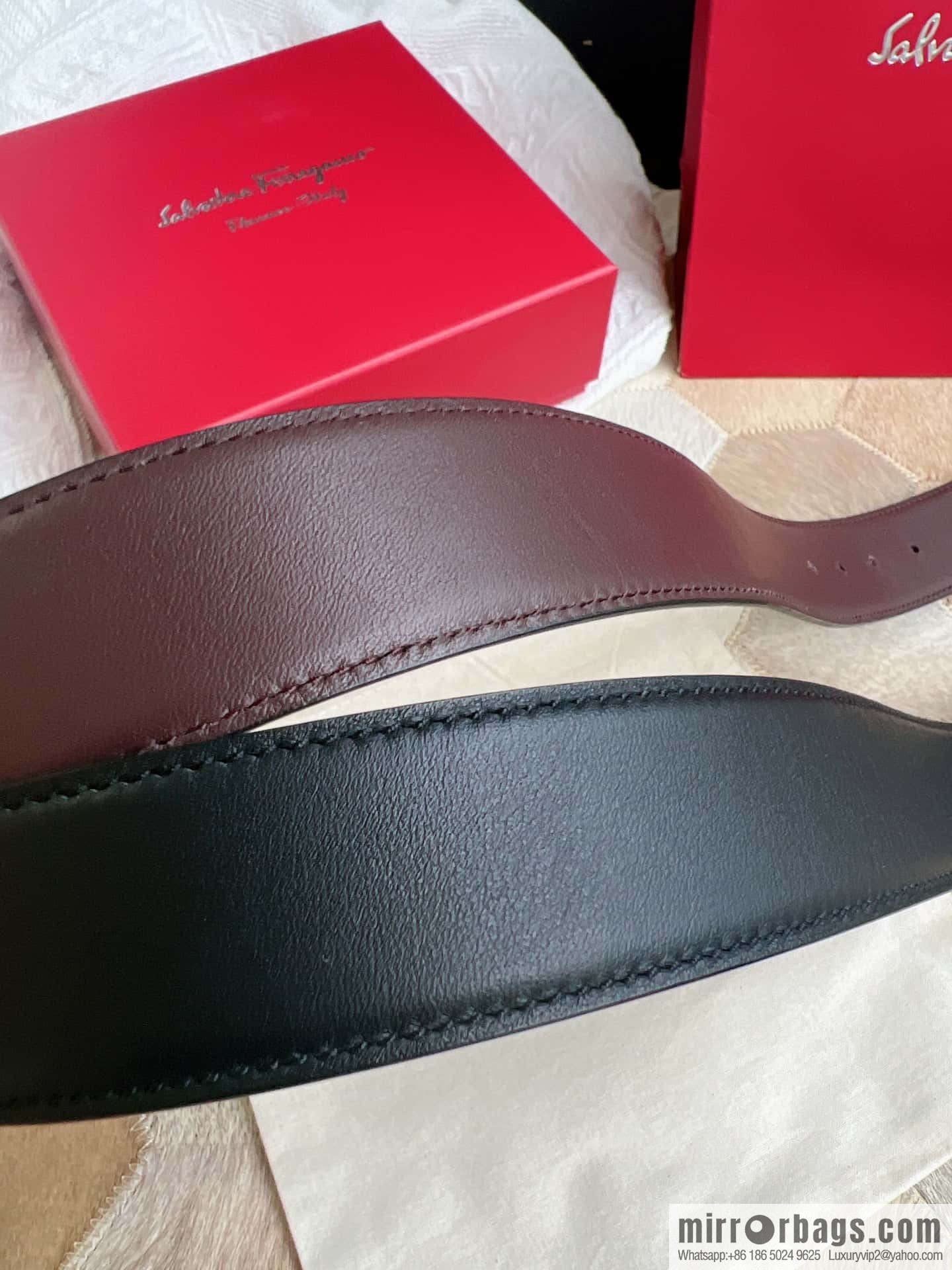 Ferragamo Ferragamo, Stainless Steel Fusion Acrylic Men's Belt 3.5cm