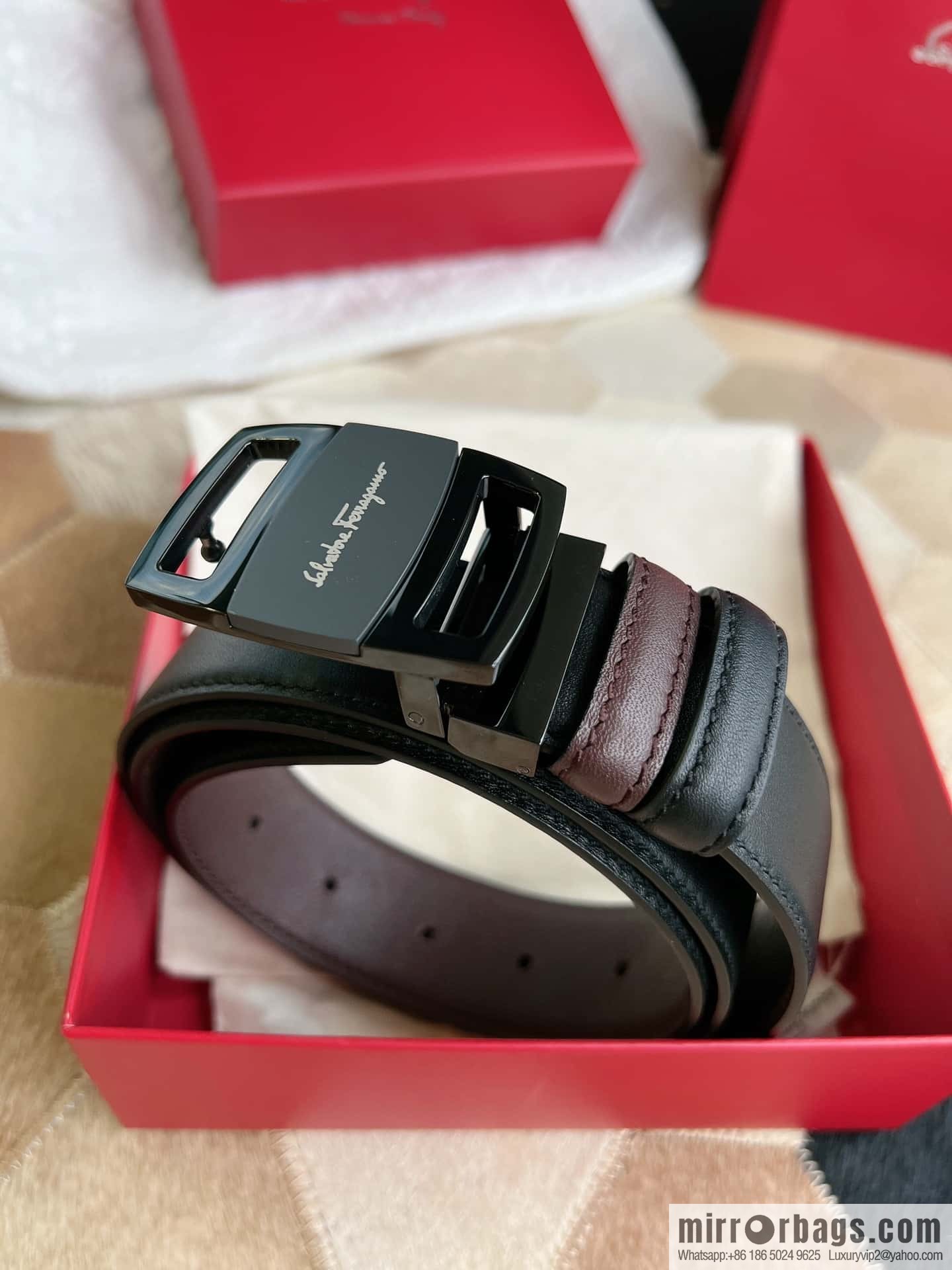Ferragamo Ferragamo, Stainless Steel Fusion Acrylic Men's Belt 3.5cm