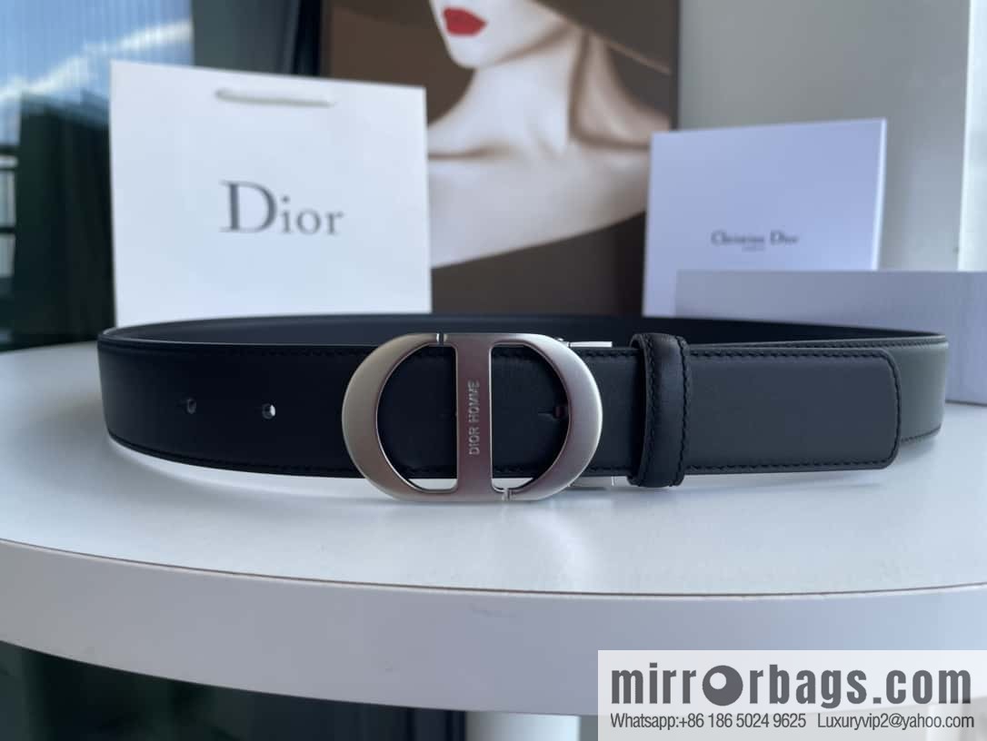 DIOR Dior, imported first layer cowhide matte texture metal buckle men's waist practical and embellished belt