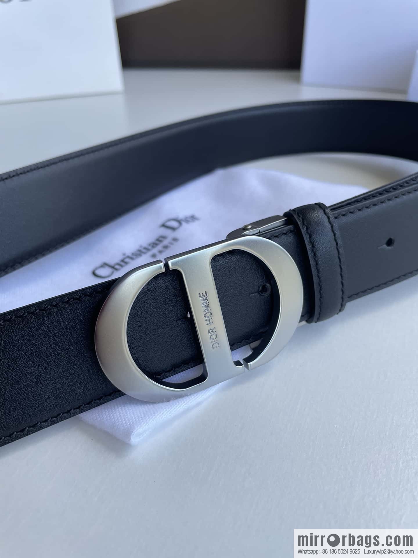 DIOR Dior, imported first layer cowhide matte texture metal buckle men's waist practical and embellished belt