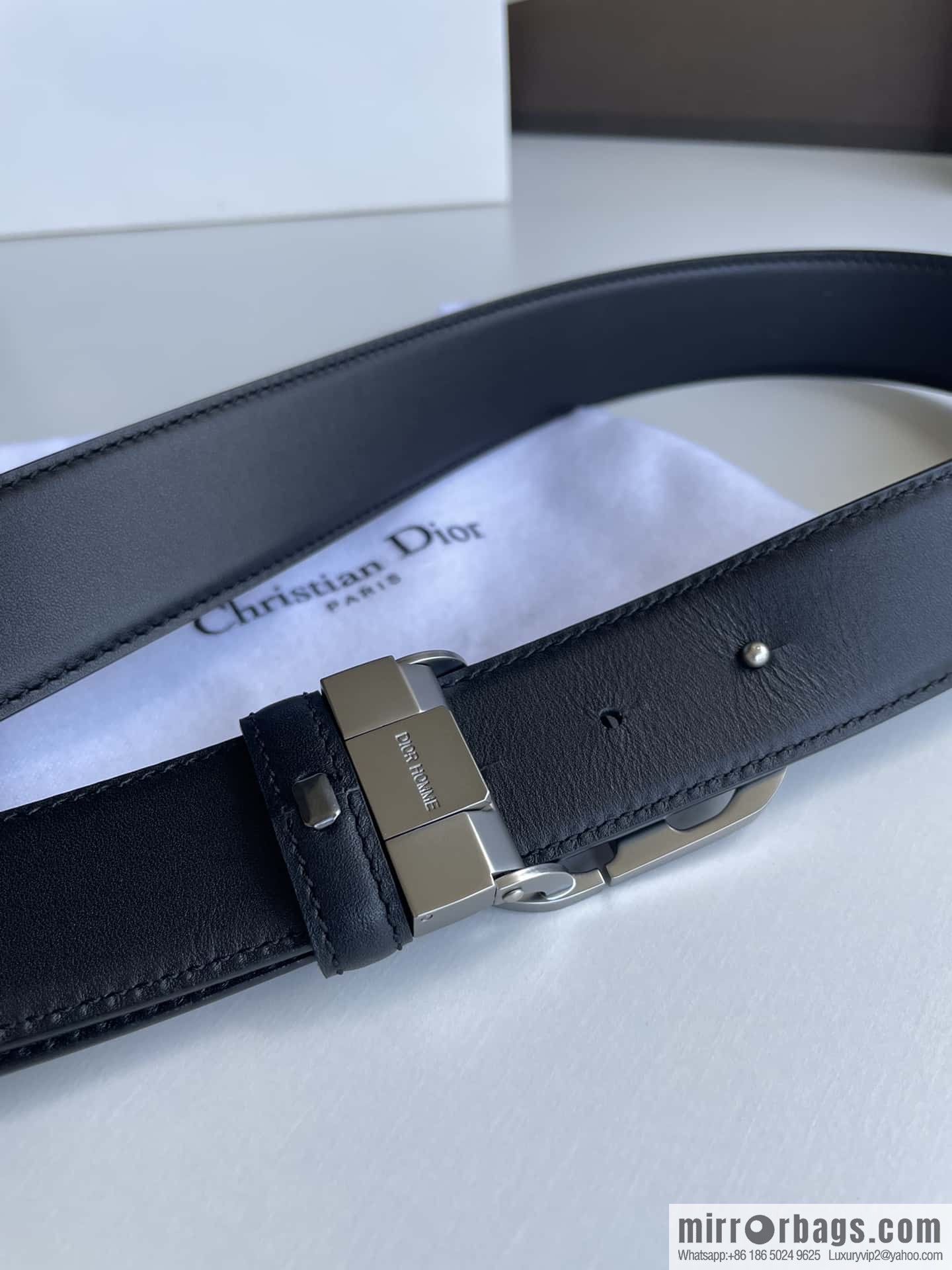 DIOR Dior, imported first layer cowhide matte texture metal buckle men's waist practical and embellished belt