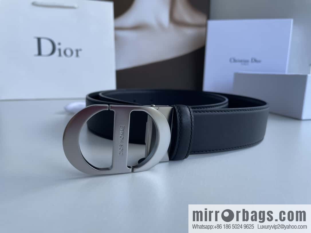 DIOR Dior, imported first layer cowhide matte texture metal buckle men's waist practical and embellished belt