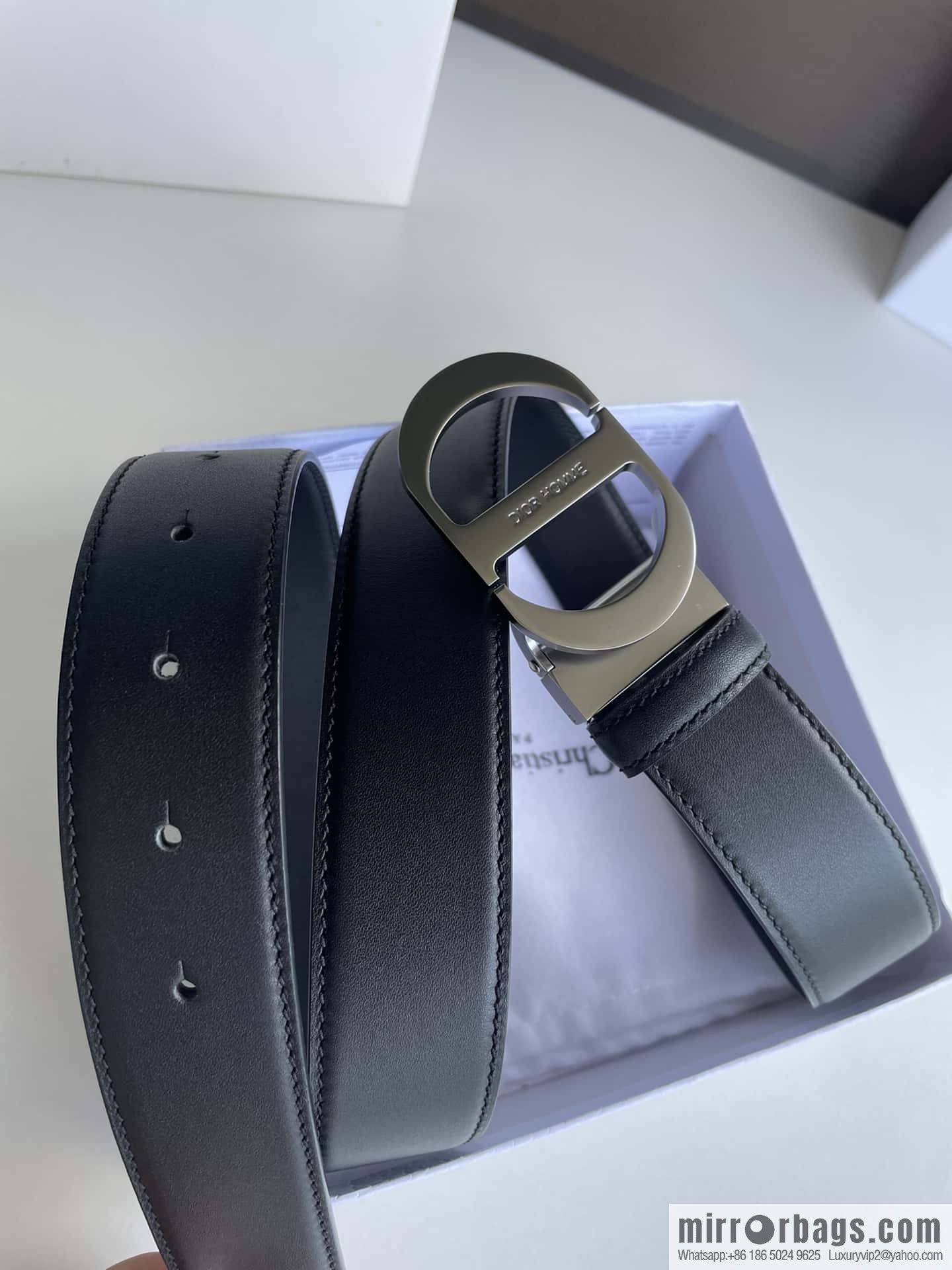 DIOR Dior, imported first layer cowhide matte texture metal buckle men's waist practical and embellished belt