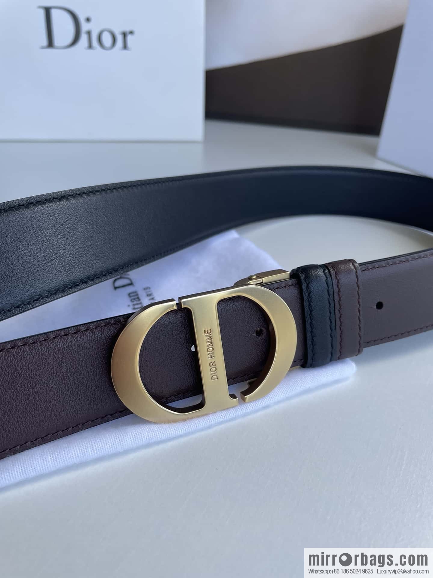 DIOR Dior, imported first layer cowhide matte texture metal buckle men's waist practical and embellished belt