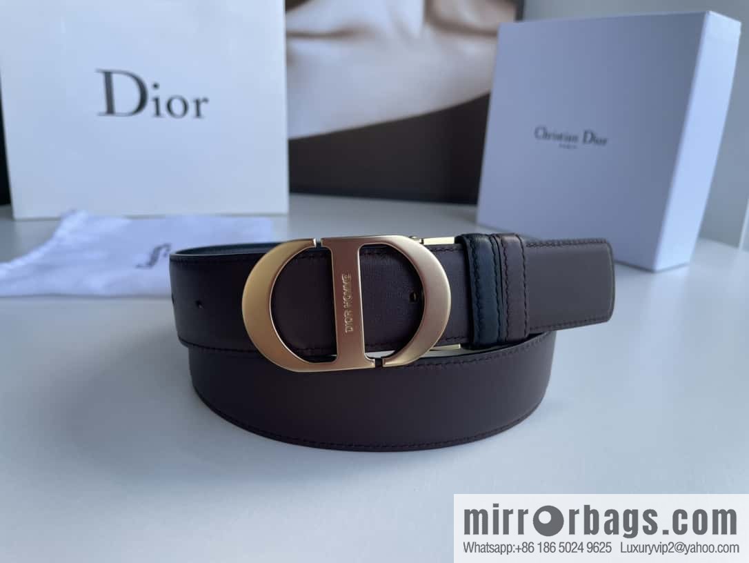 DIOR Dior, imported first layer cowhide matte texture metal buckle men's waist practical and embellished belt