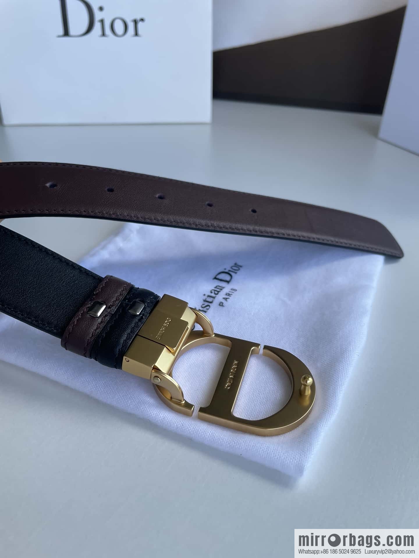 DIOR Dior, imported first layer cowhide matte texture metal buckle men's waist practical and embellished belt