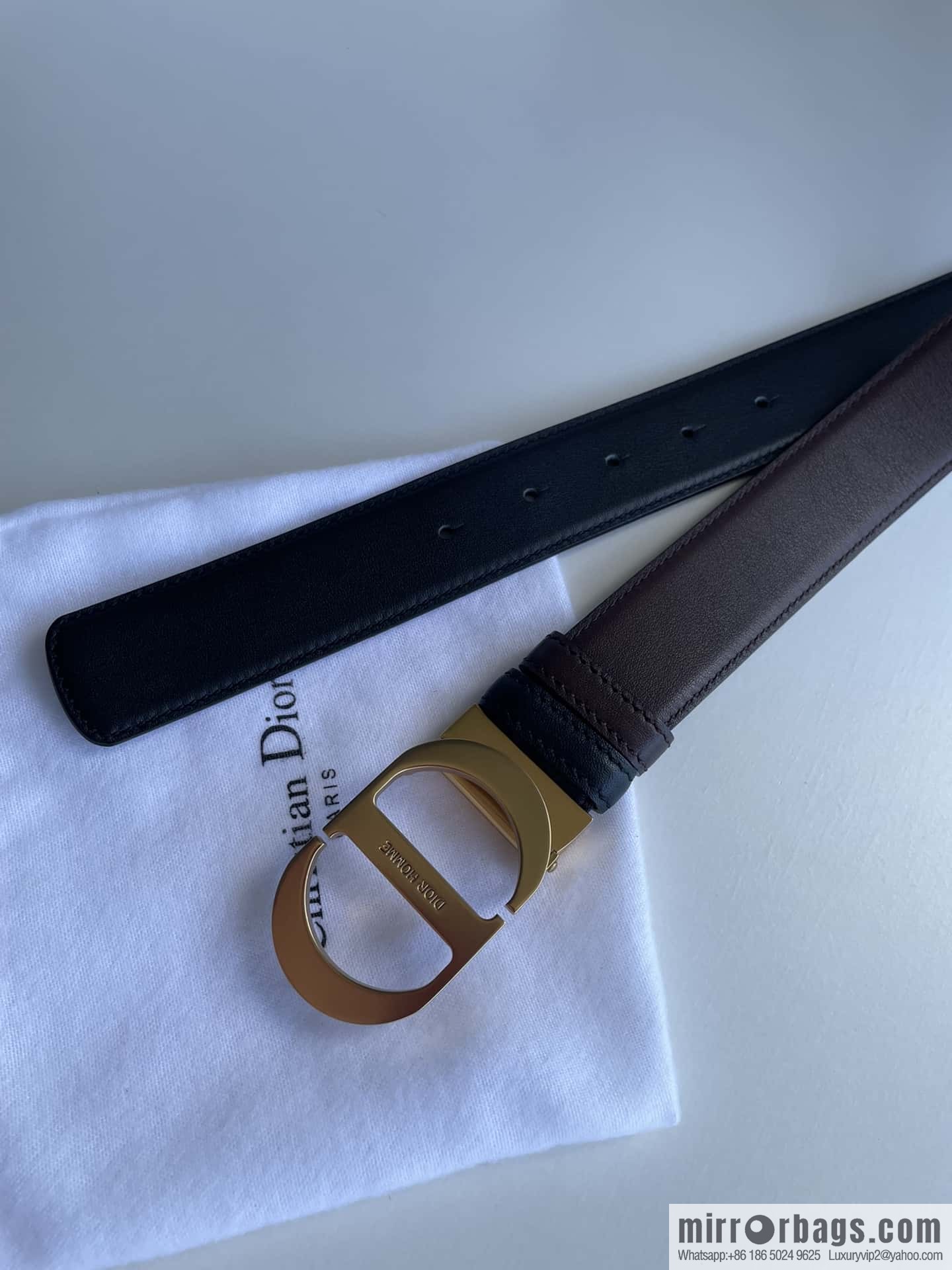 DIOR Dior, imported first layer cowhide matte texture metal buckle men's waist practical and embellished belt
