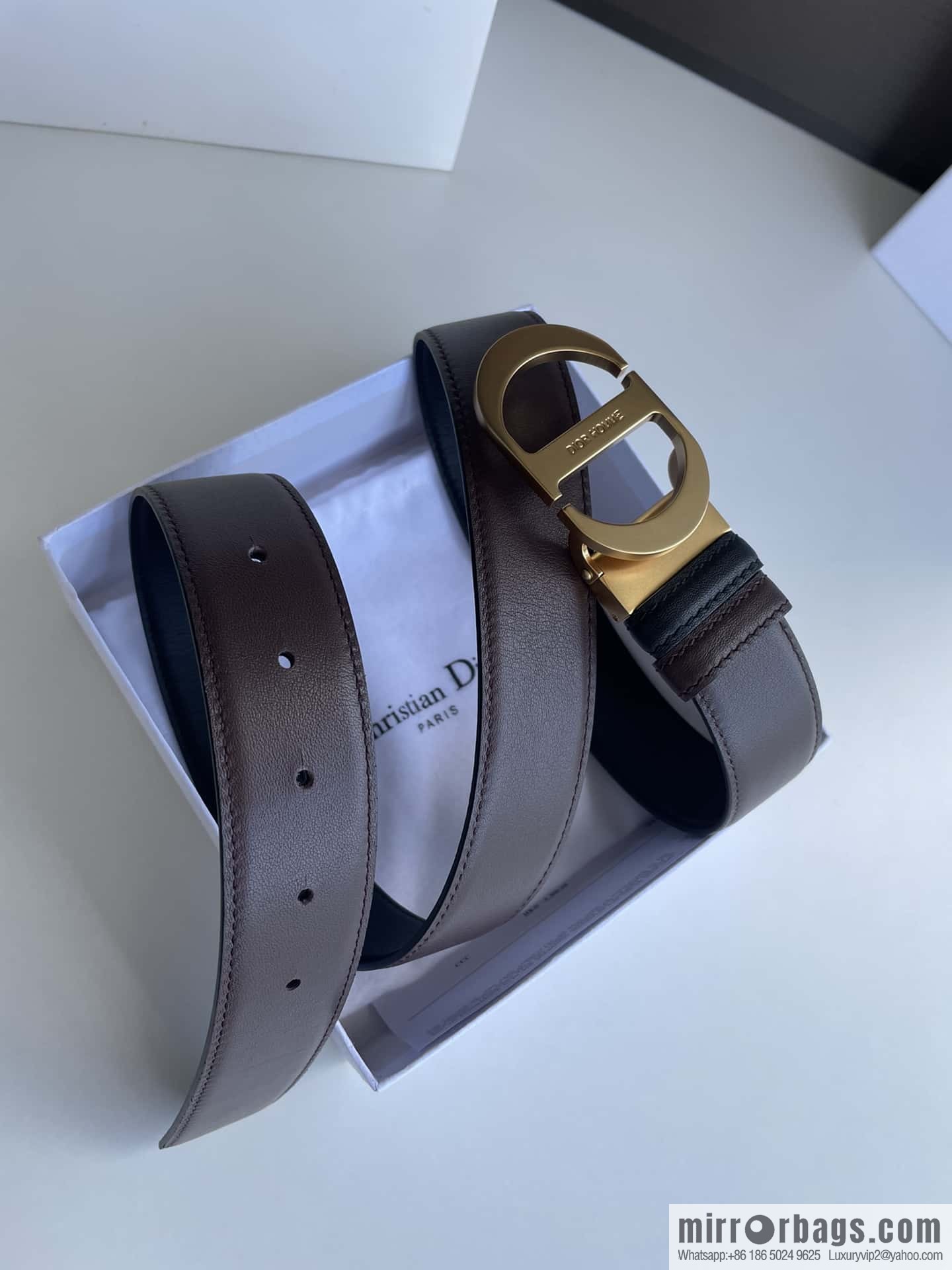 DIOR Dior, imported first layer cowhide matte texture metal buckle men's waist practical and embellished belt