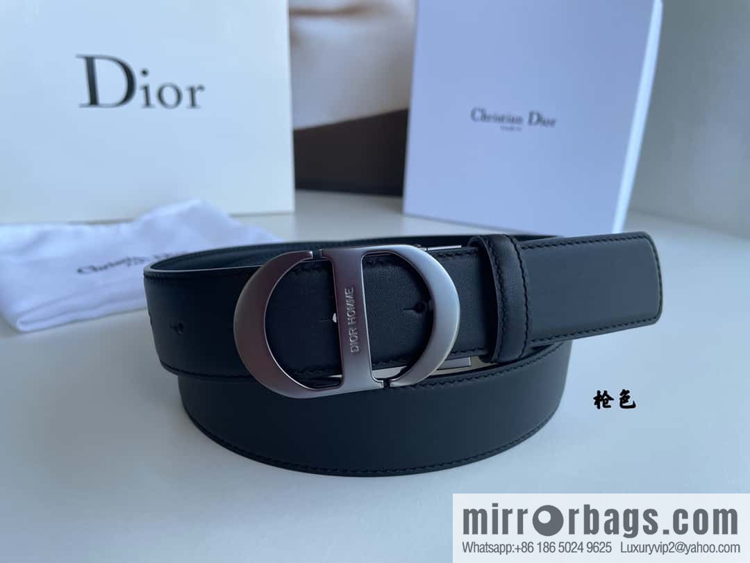 DIOR Dior, imported first layer cowhide matte texture metal buckle men's waist practical and embellished belt