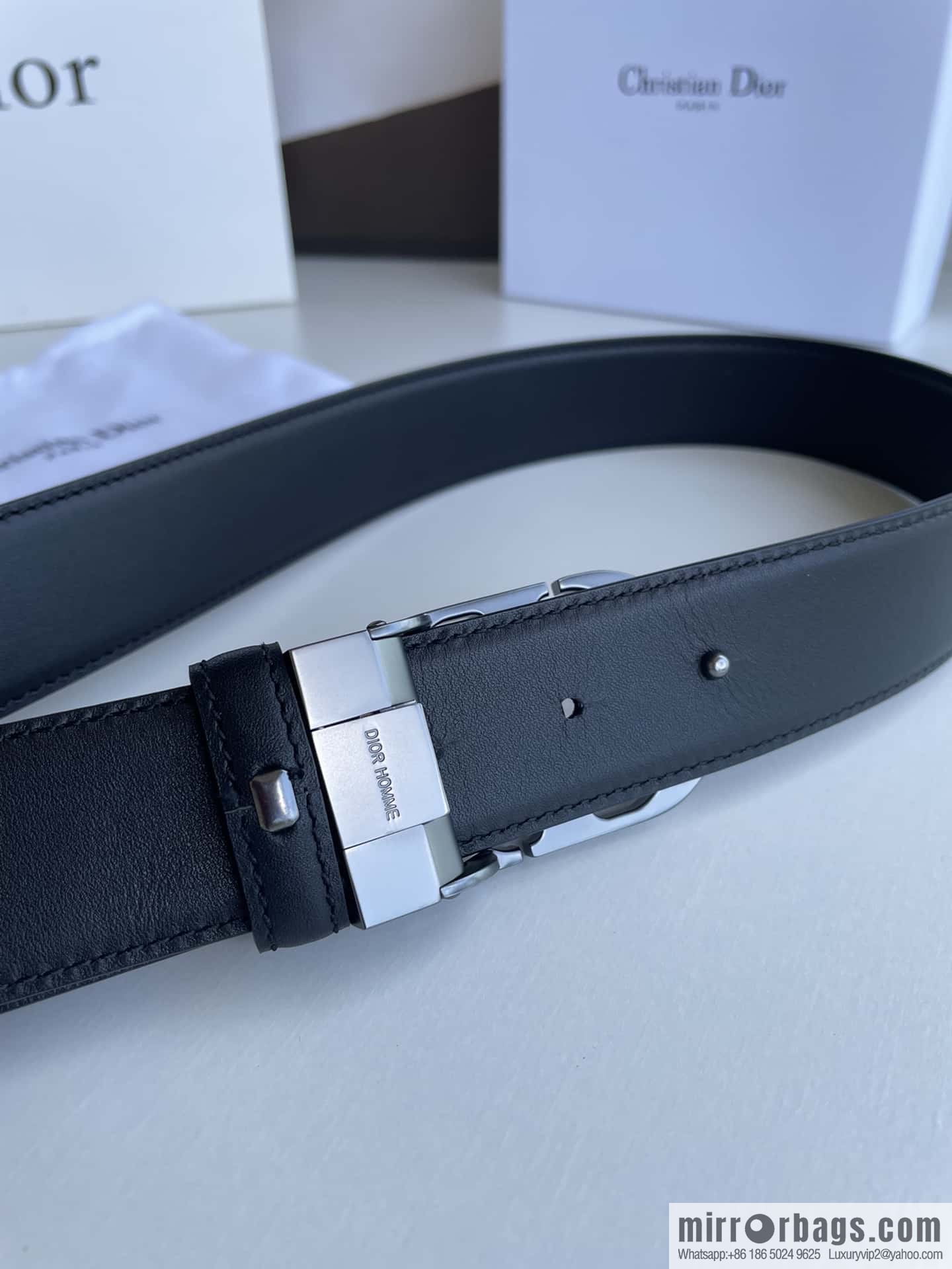 DIOR Dior, imported first layer cowhide matte texture metal buckle men's waist practical and embellished belt