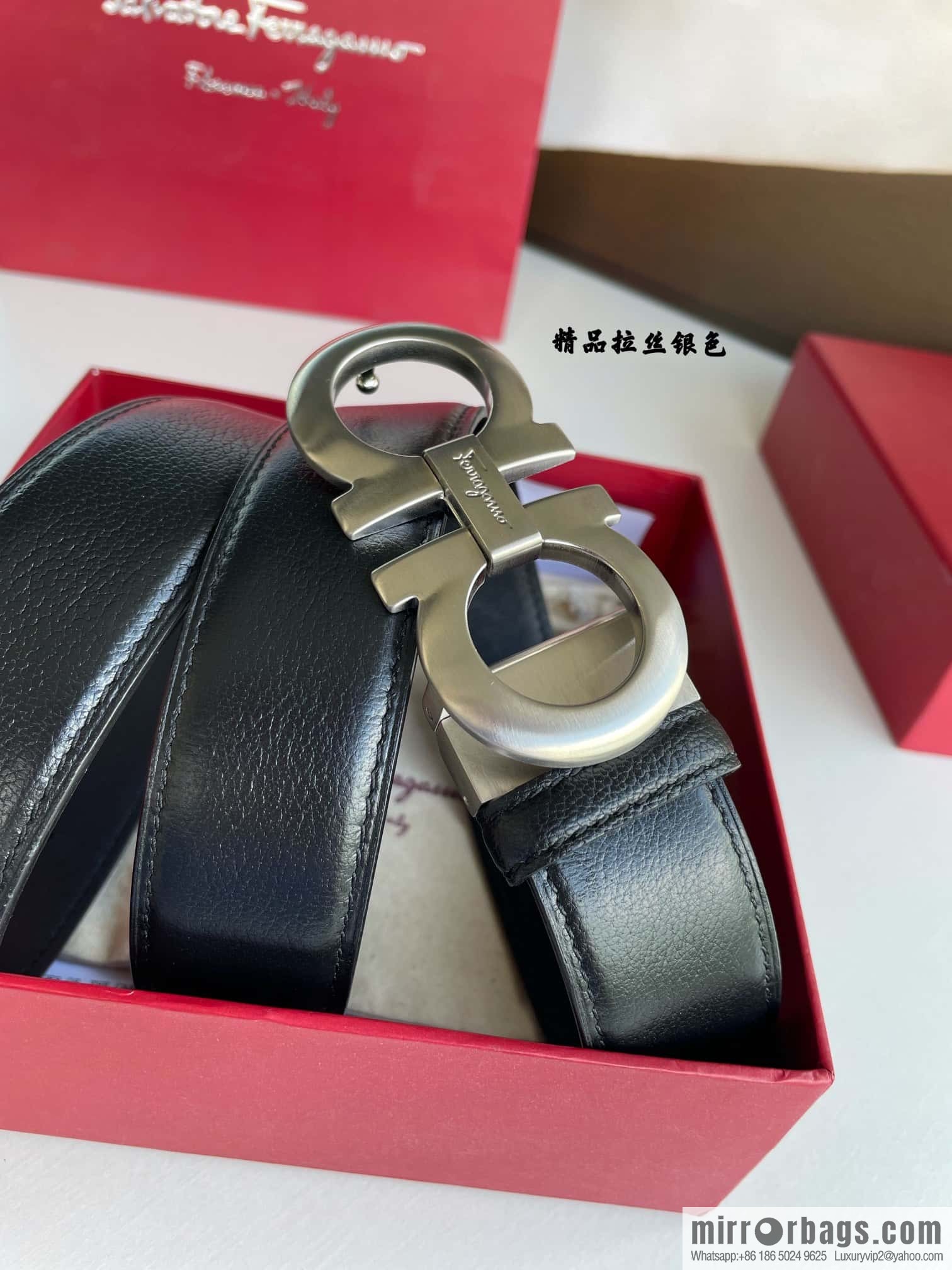 Ferragam Ferragamo, double-sided with delicate first layer of cowhide sheepskin texture belt 3.5cm
