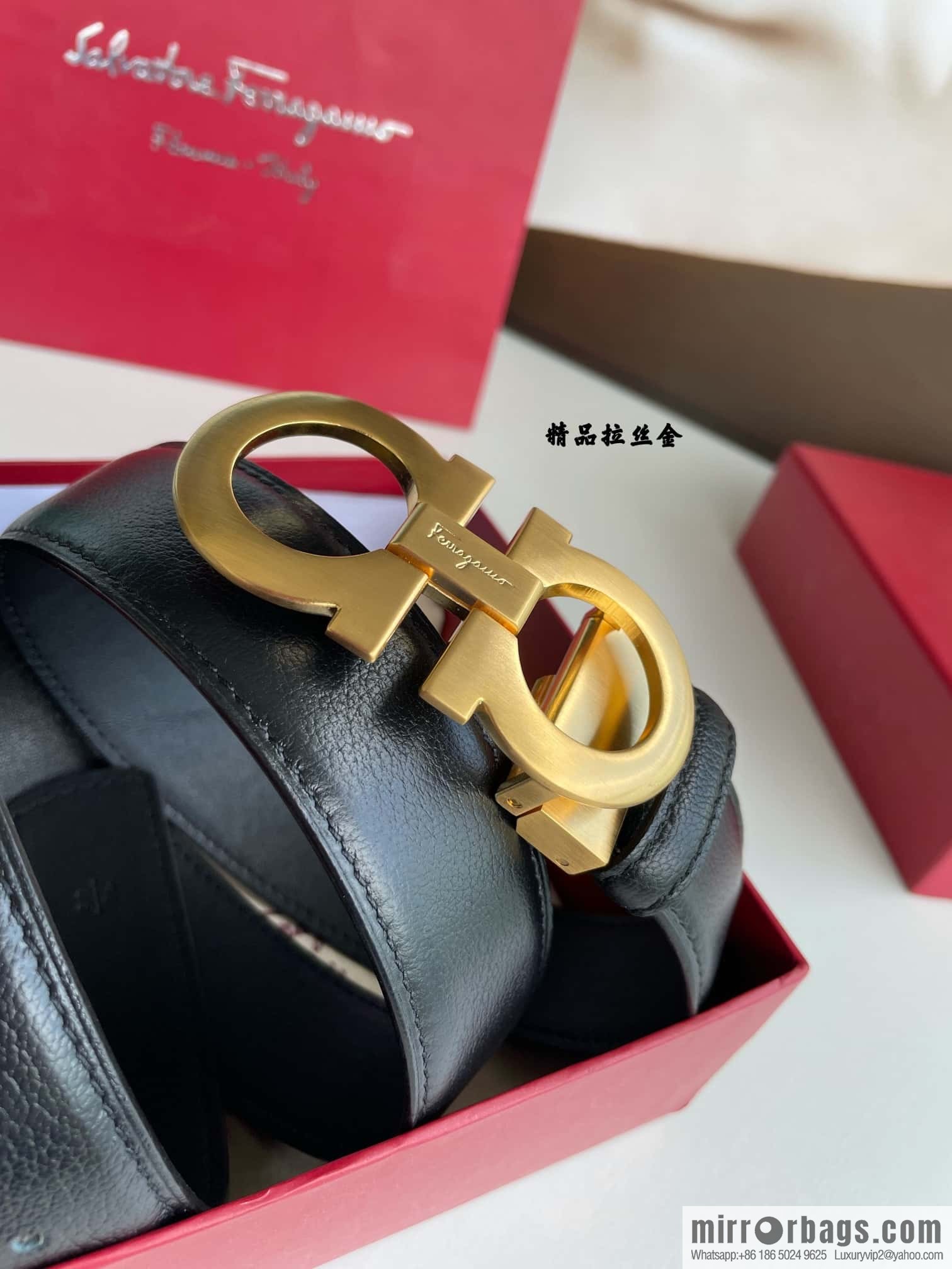 Ferragam Ferragamo, double-sided with delicate first layer of cowhide sheepskin texture belt 3.5cm
