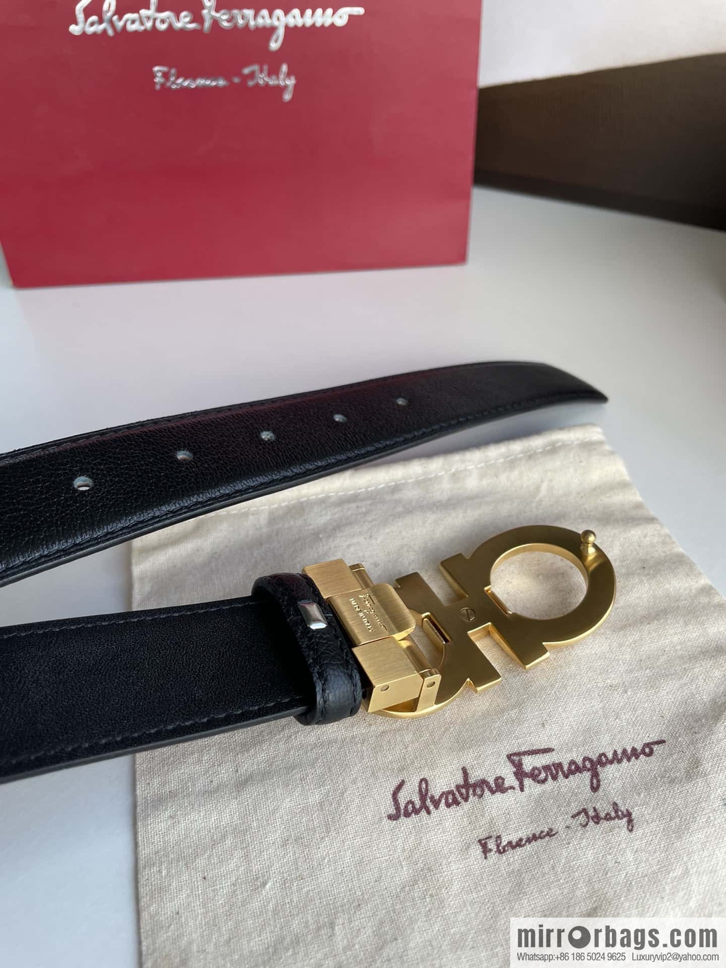 Ferragam Ferragamo, double-sided with delicate first layer of cowhide sheepskin texture belt 3.5cm