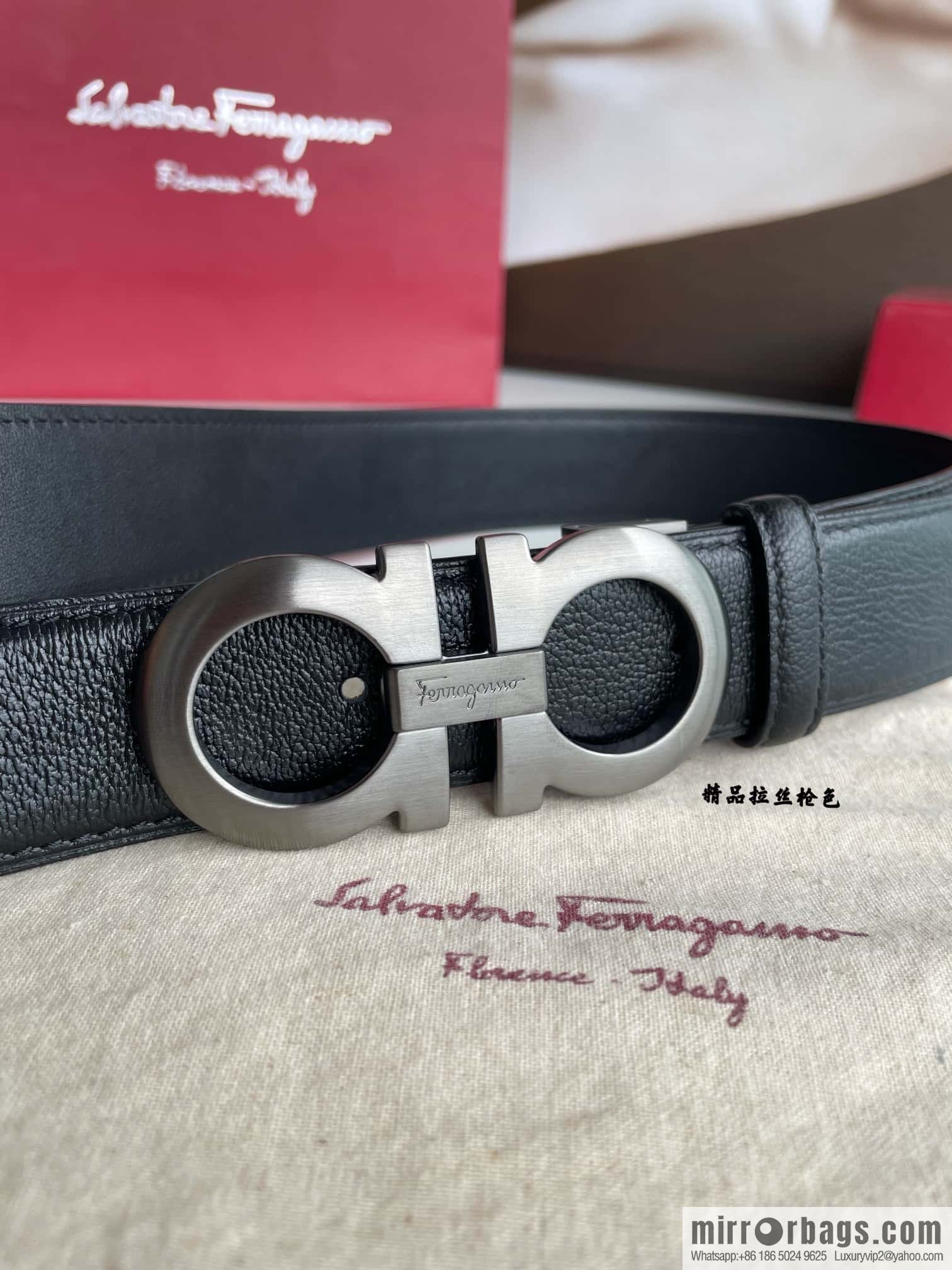 Ferragam Ferragamo, double-sided with delicate first layer of cowhide sheepskin texture belt 3.5cm