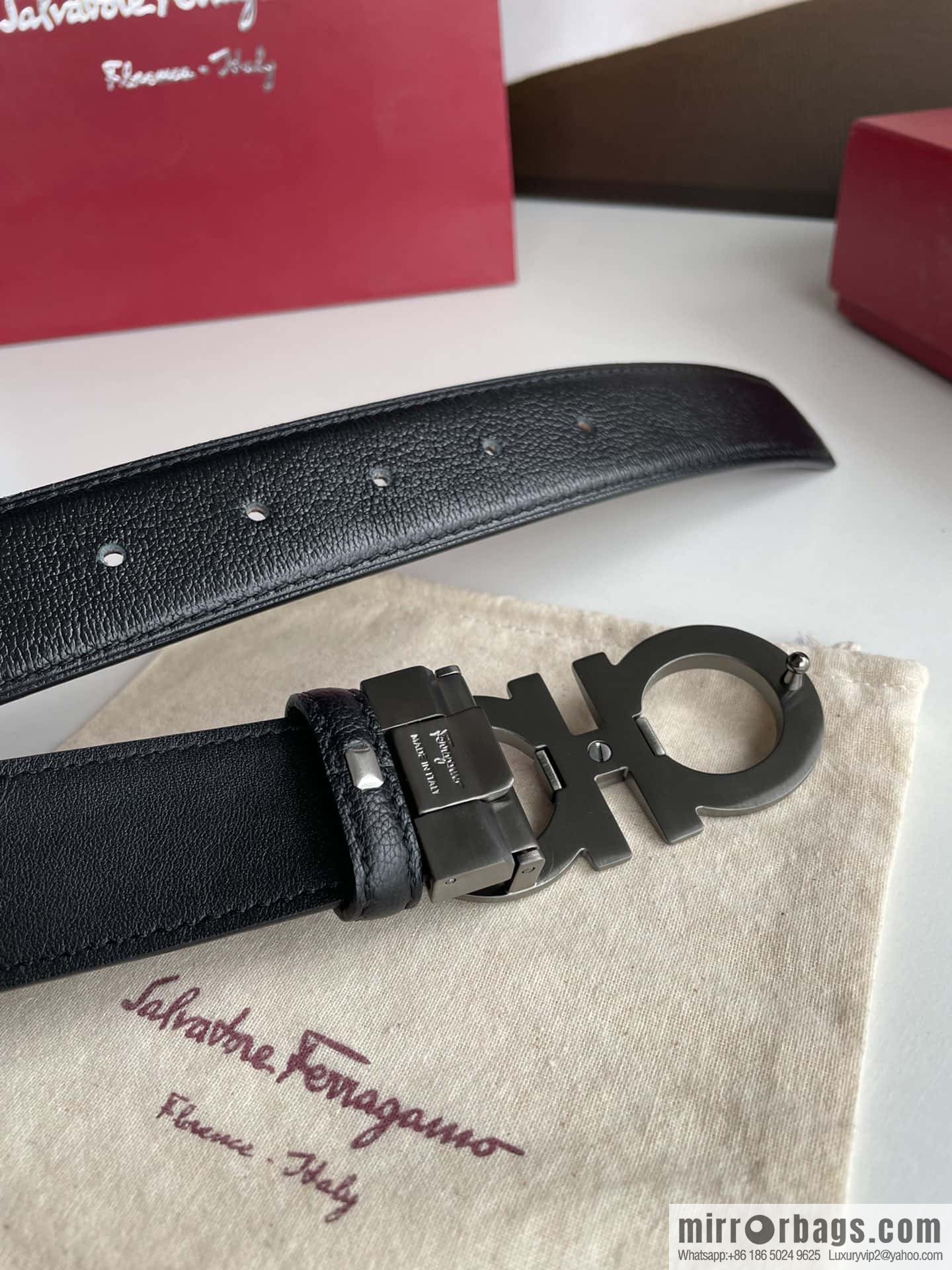 Ferragam Ferragamo, double-sided with delicate first layer of cowhide sheepskin texture belt 3.5cm
