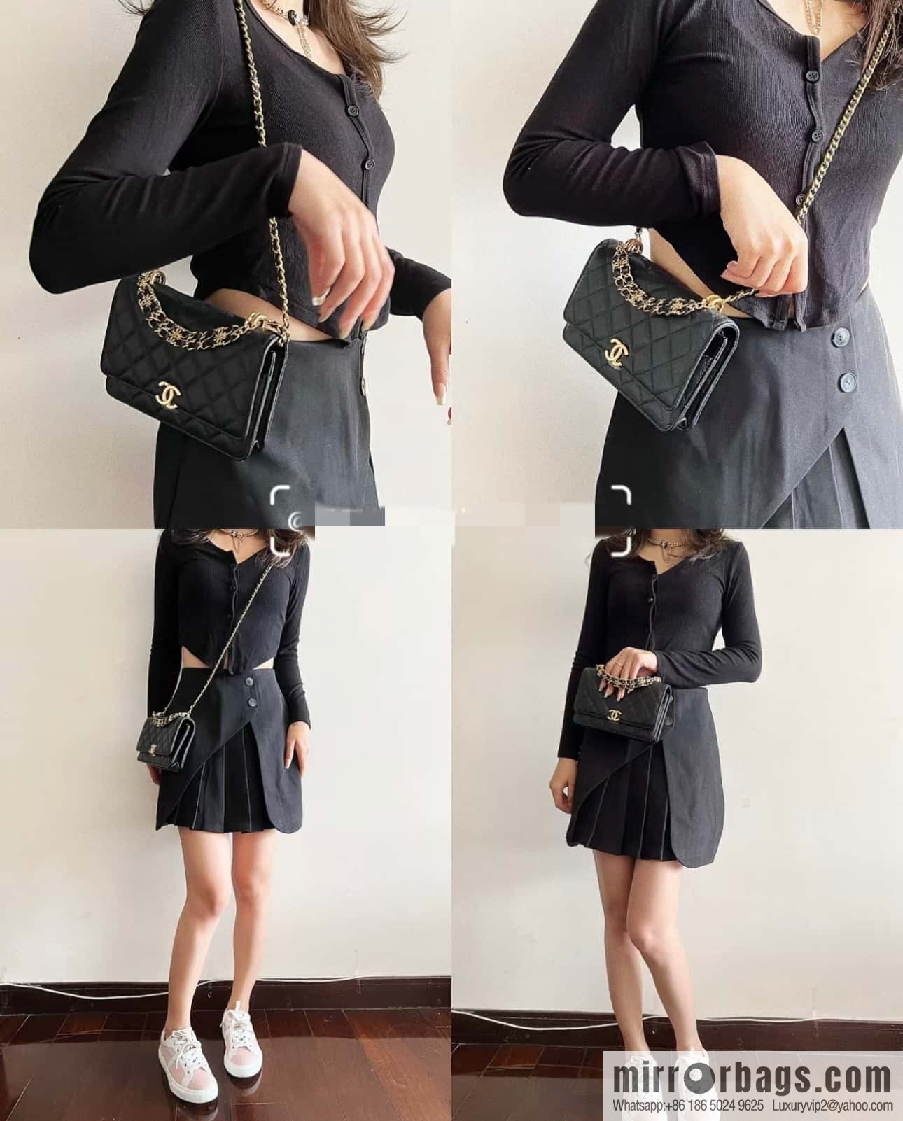 CHANEL 22k autumn and winter high-end ready-to-wear collection, lychee leather woc AP3019 black