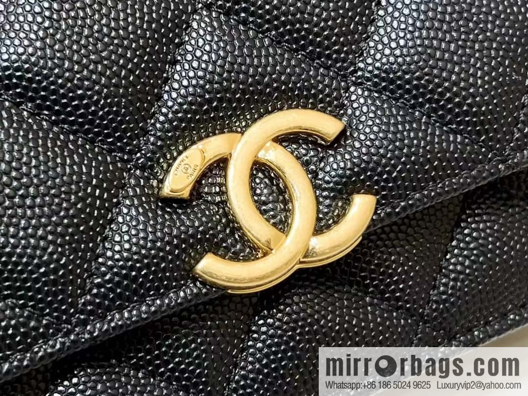 CHANEL 22k autumn and winter high-end ready-to-wear collection, lychee leather woc AP3019 black