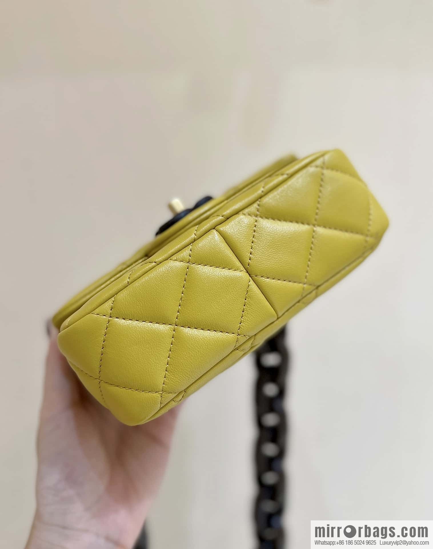 CHANEL 23A Premium Handicraft Workshop Series, Dakar mahogany cf big mini bag AS4165 yellow