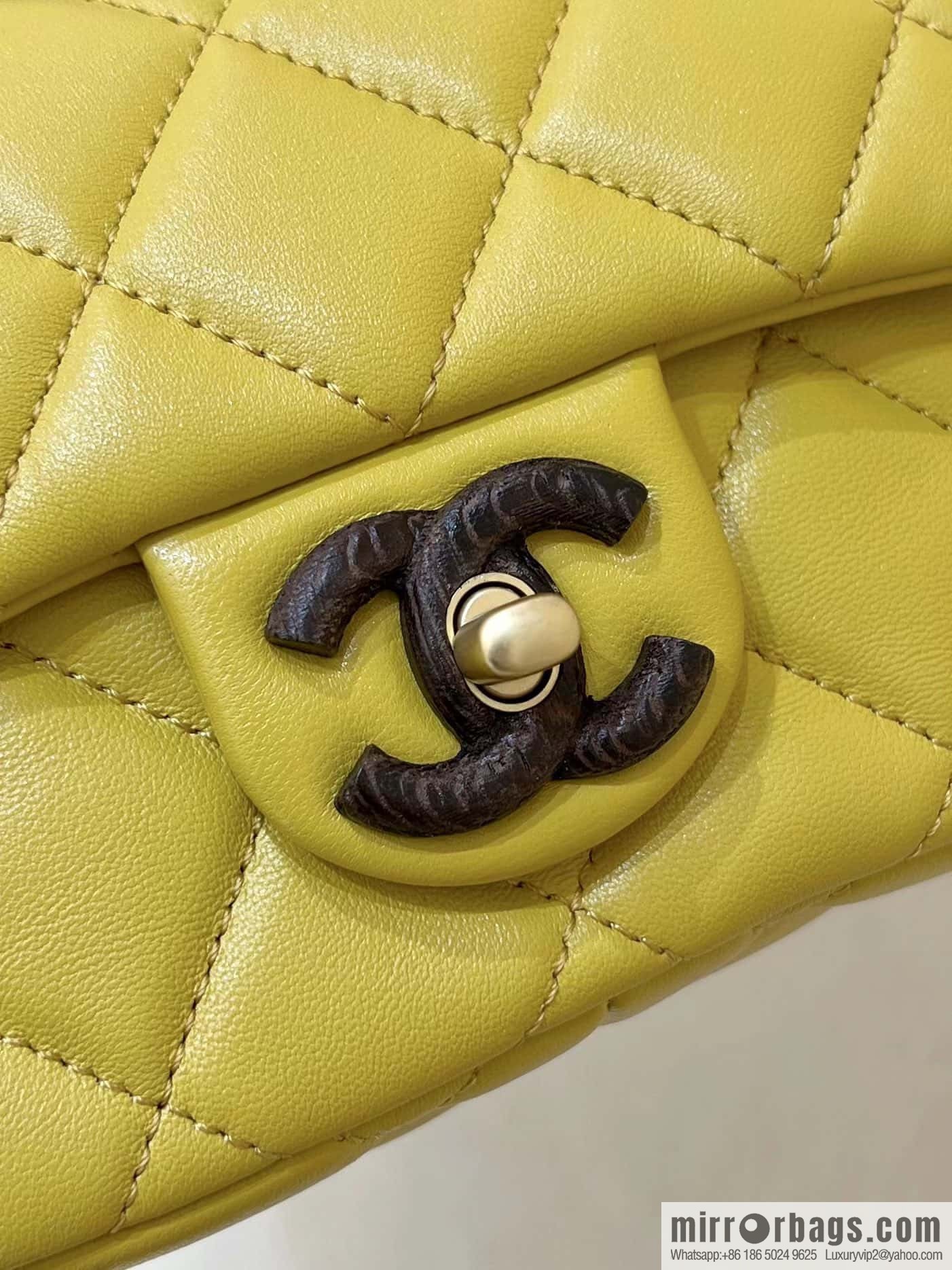 CHANEL 23A Premium Handicraft Workshop Series, Dakar mahogany cf big mini bag AS4165 yellow