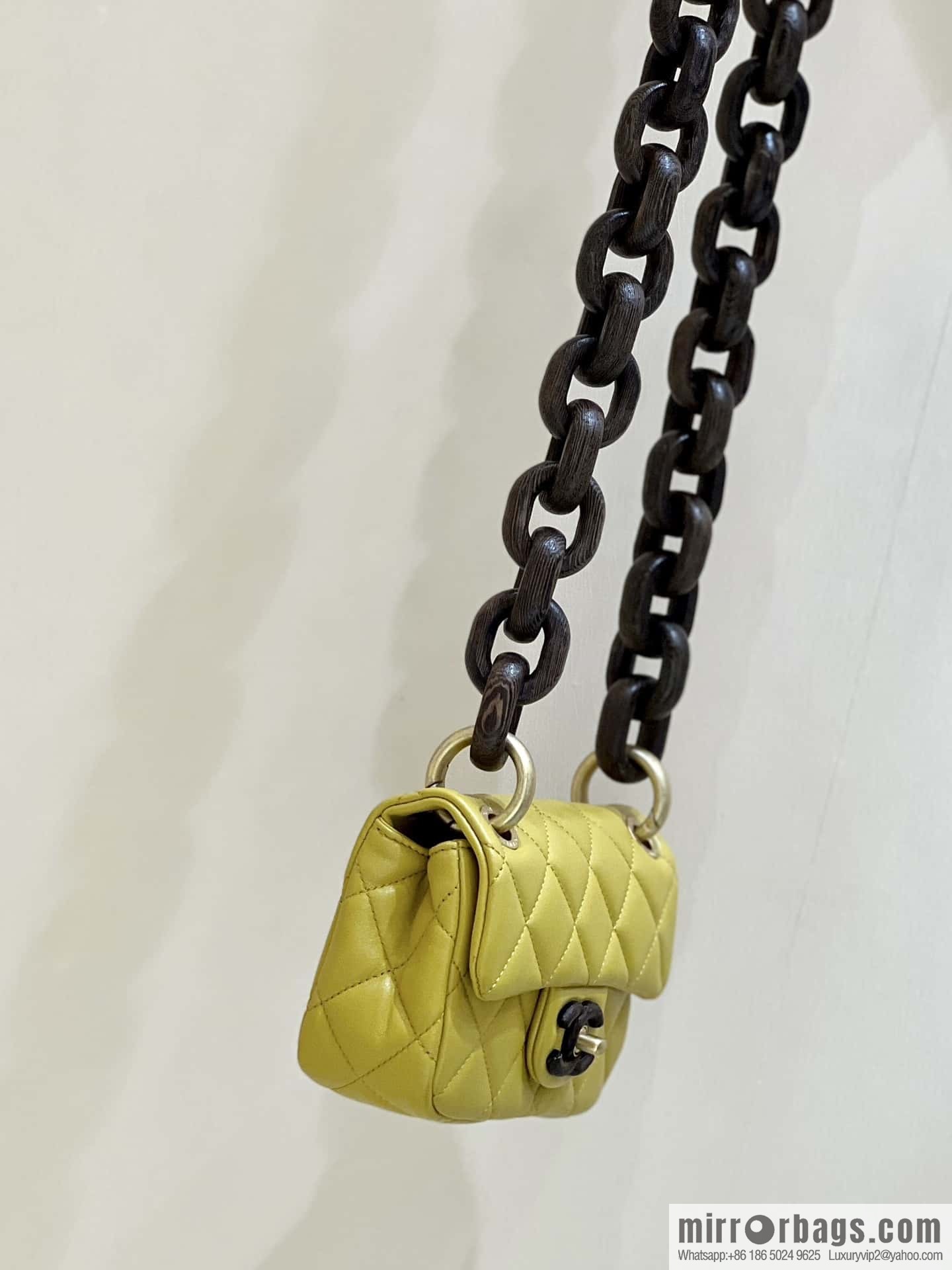 CHANEL 23A Premium Handicraft Workshop Series, Dakar mahogany cf big mini bag AS4165 yellow