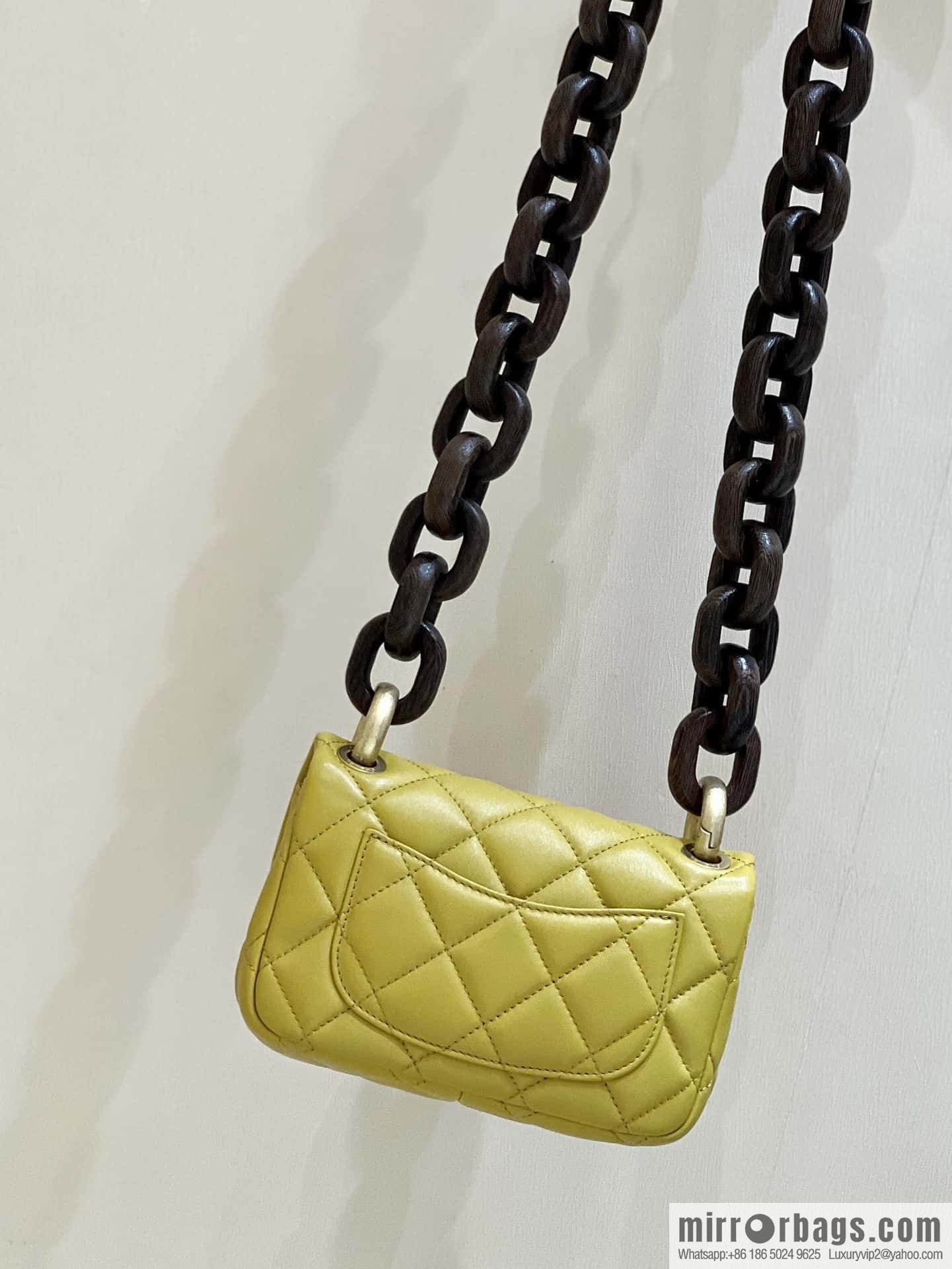 CHANEL 23A Premium Handicraft Workshop Series, Dakar mahogany cf big mini bag AS4165 yellow