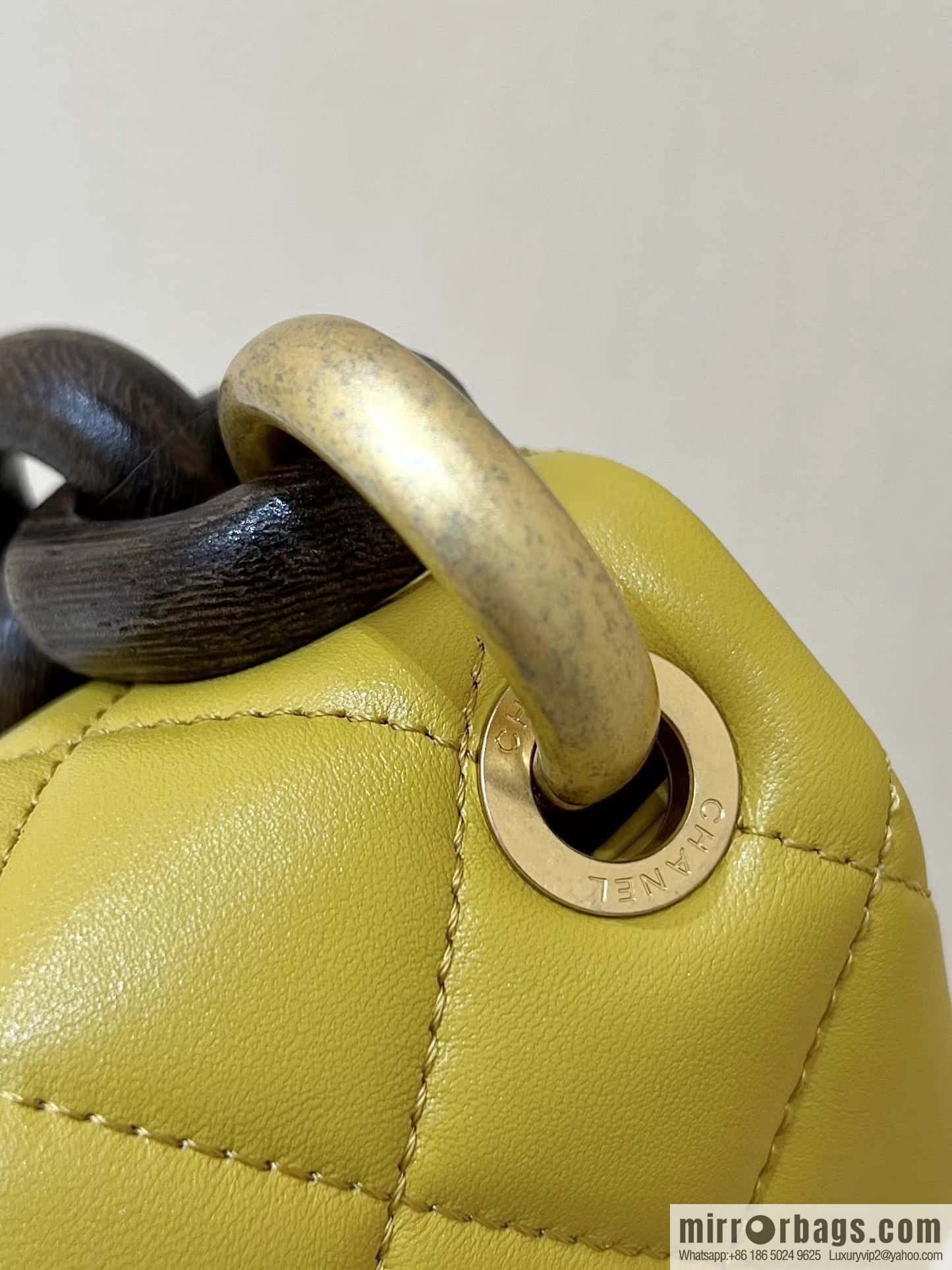 CHANEL 23A Premium Handicraft Workshop Series, Dakar mahogany cf big mini bag AS4165 yellow