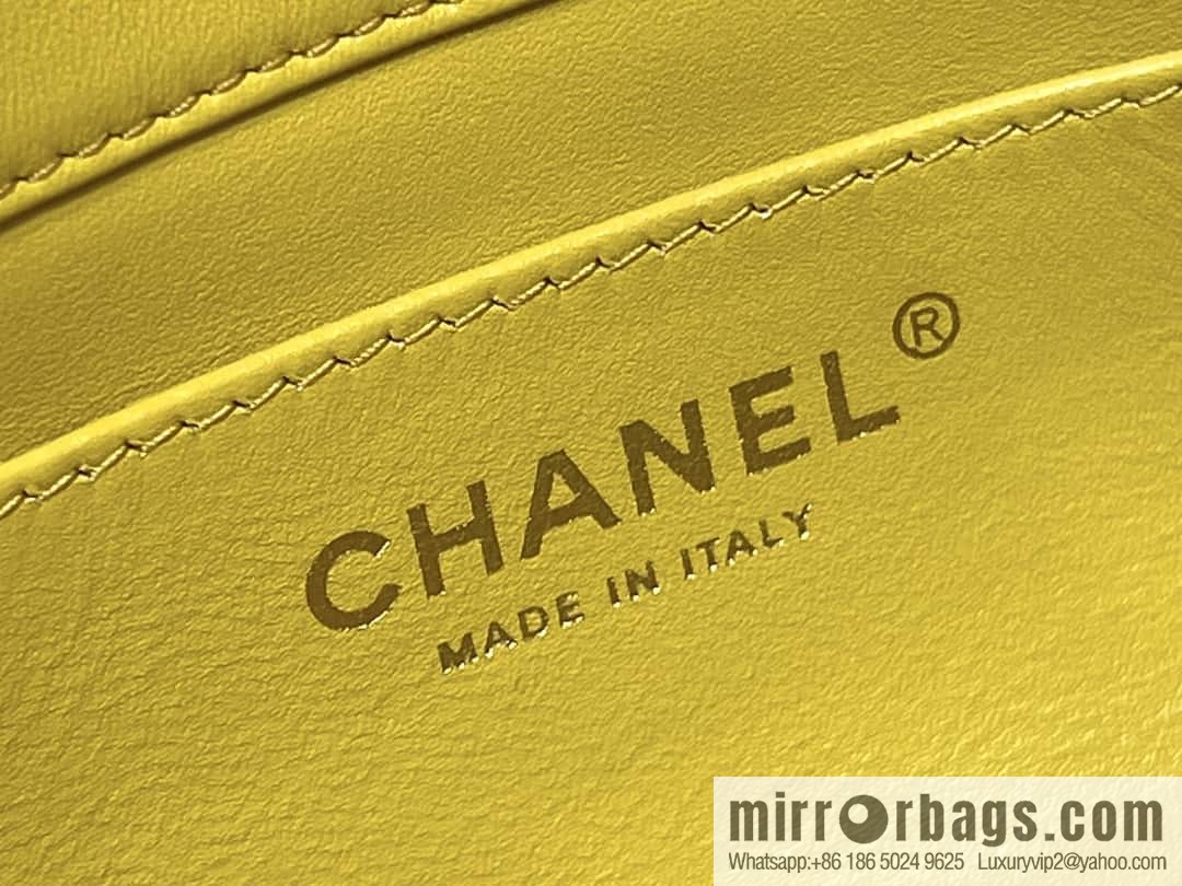 CHANEL 23A Premium Handicraft Workshop Series, Dakar mahogany cf big mini bag AS4165 yellow