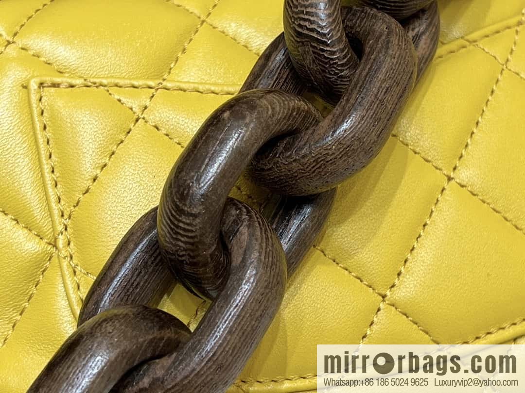 CHANEL 23A Premium Handicraft Workshop Series, Dakar mahogany cf big mini bag AS4165 yellow