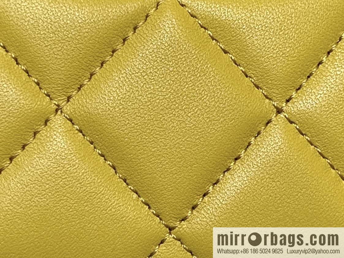 CHANEL 23A Premium Handicraft Workshop Series, Dakar mahogany cf big mini bag AS4165 yellow