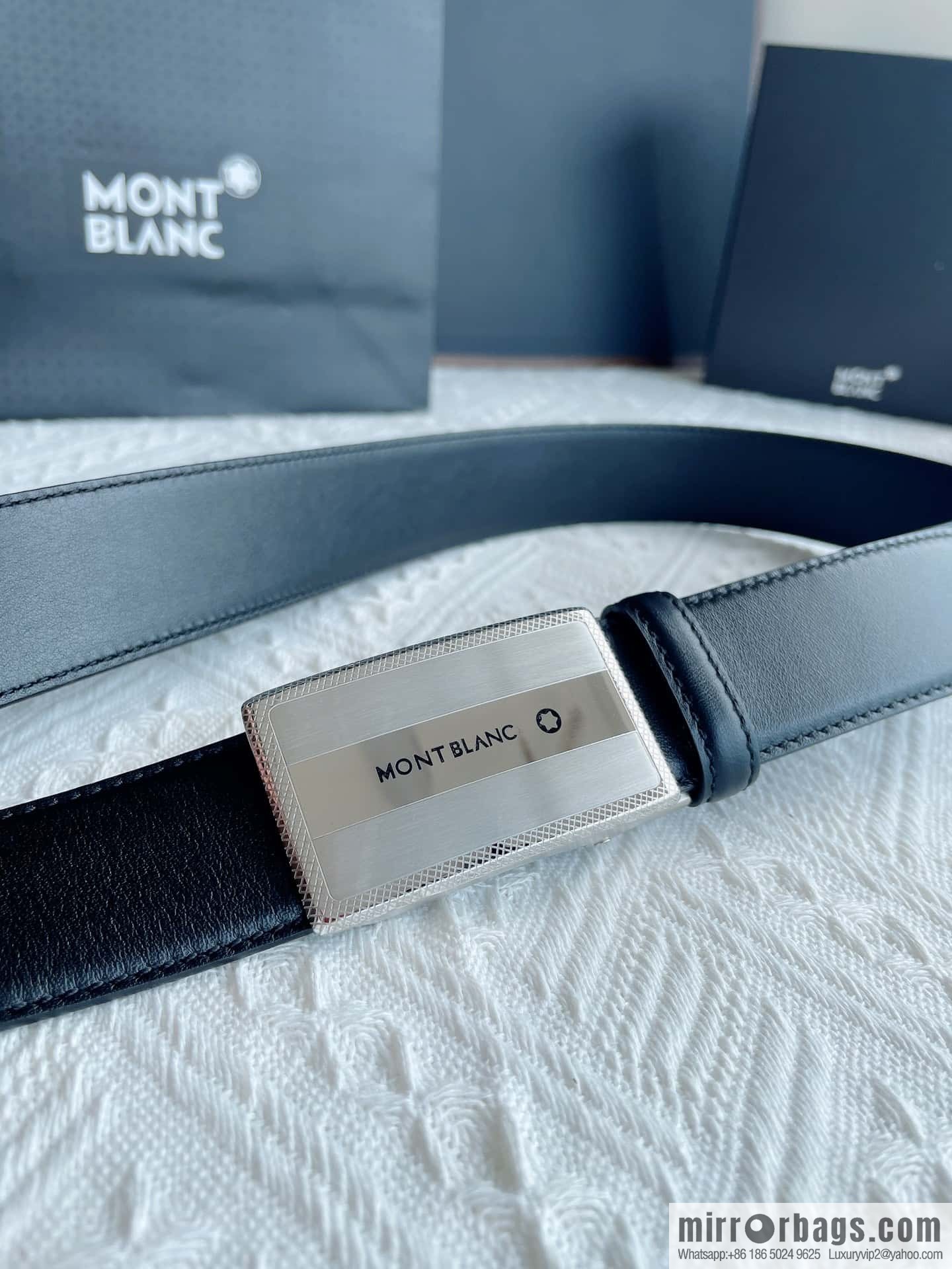 MONTBLANC Montblanc, White Hexagonal Star Capsule Metal Automatic Buckle Men's Automatic Belt