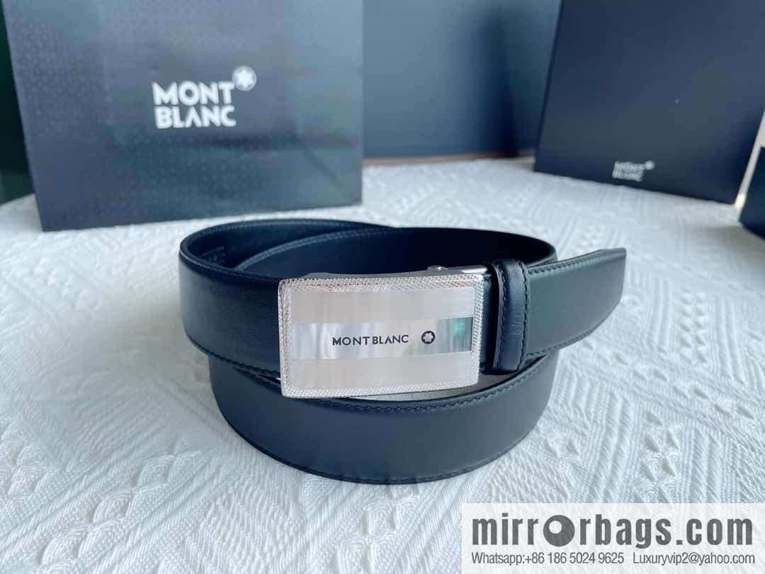 MONTBLANC Montblanc, White Hexagonal Star Capsule Metal Automatic Buckle Men's Automatic Belt
