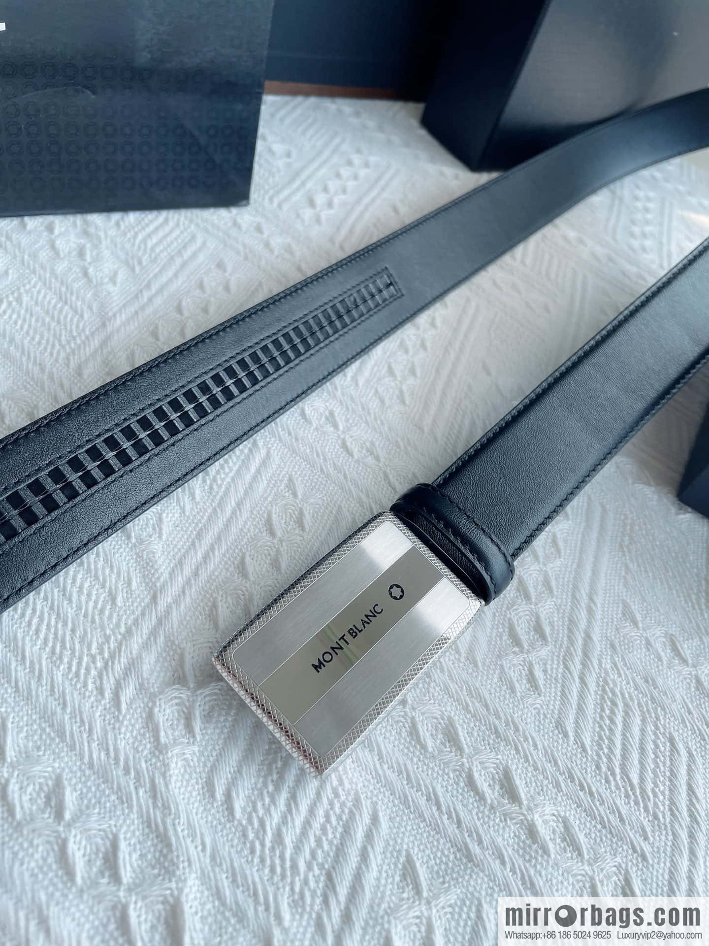 MONTBLANC Montblanc, White Hexagonal Star Capsule Metal Automatic Buckle Men's Automatic Belt