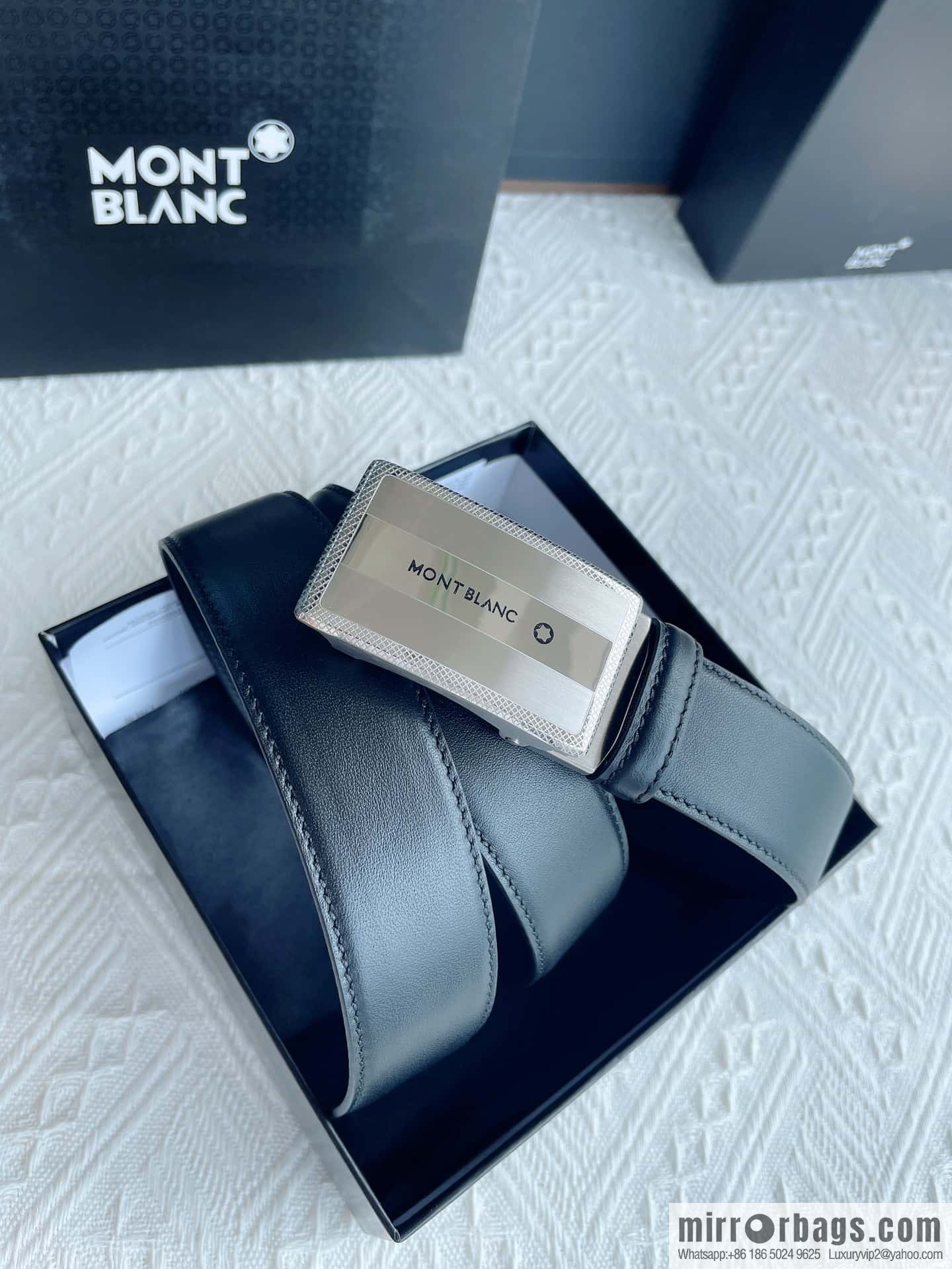MONTBLANC Montblanc, White Hexagonal Star Capsule Metal Automatic Buckle Men's Automatic Belt