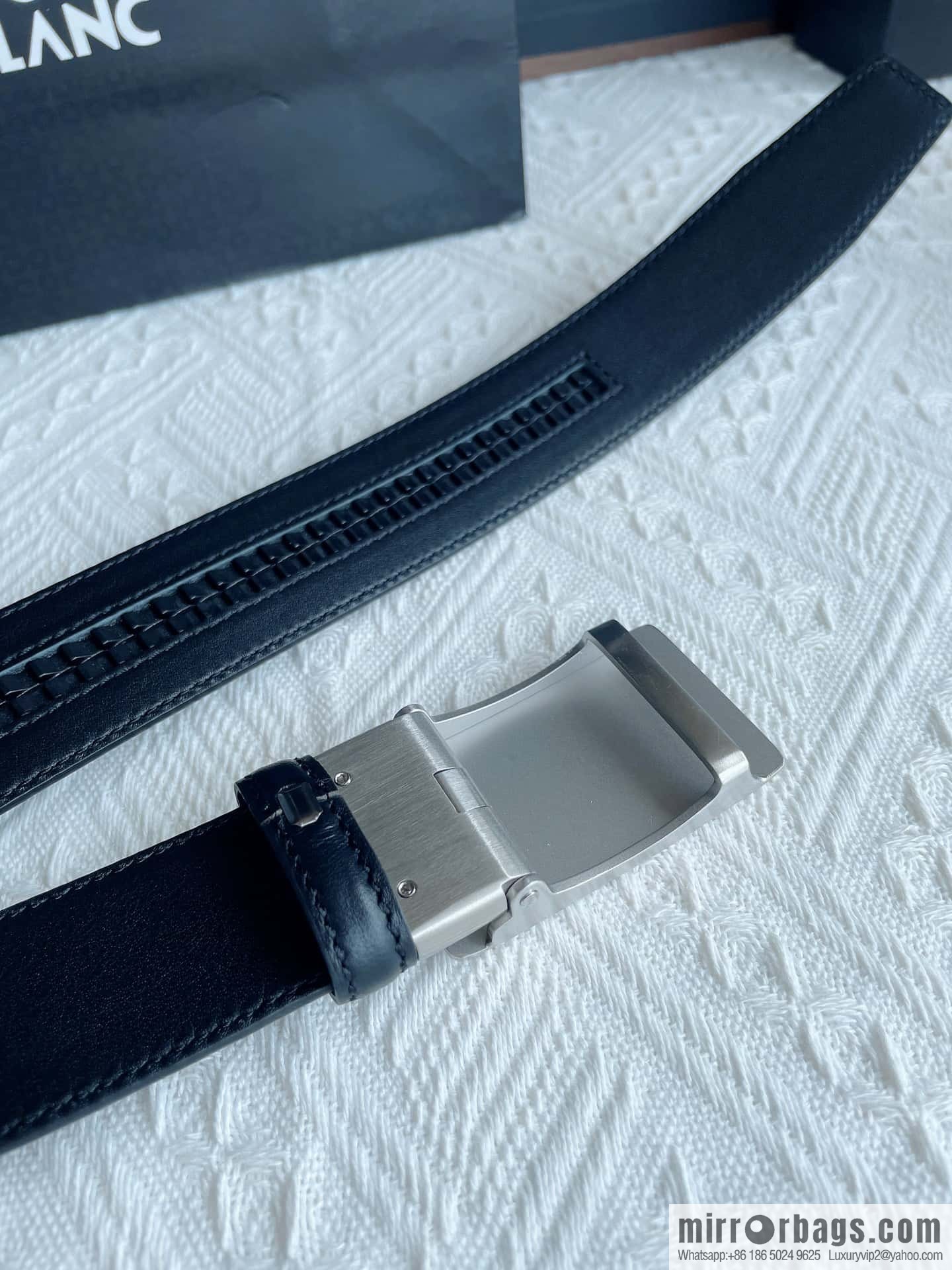 MONTBLANC Montblanc, White Hexagonal Star Capsule Metal Automatic Buckle Men's Automatic Belt