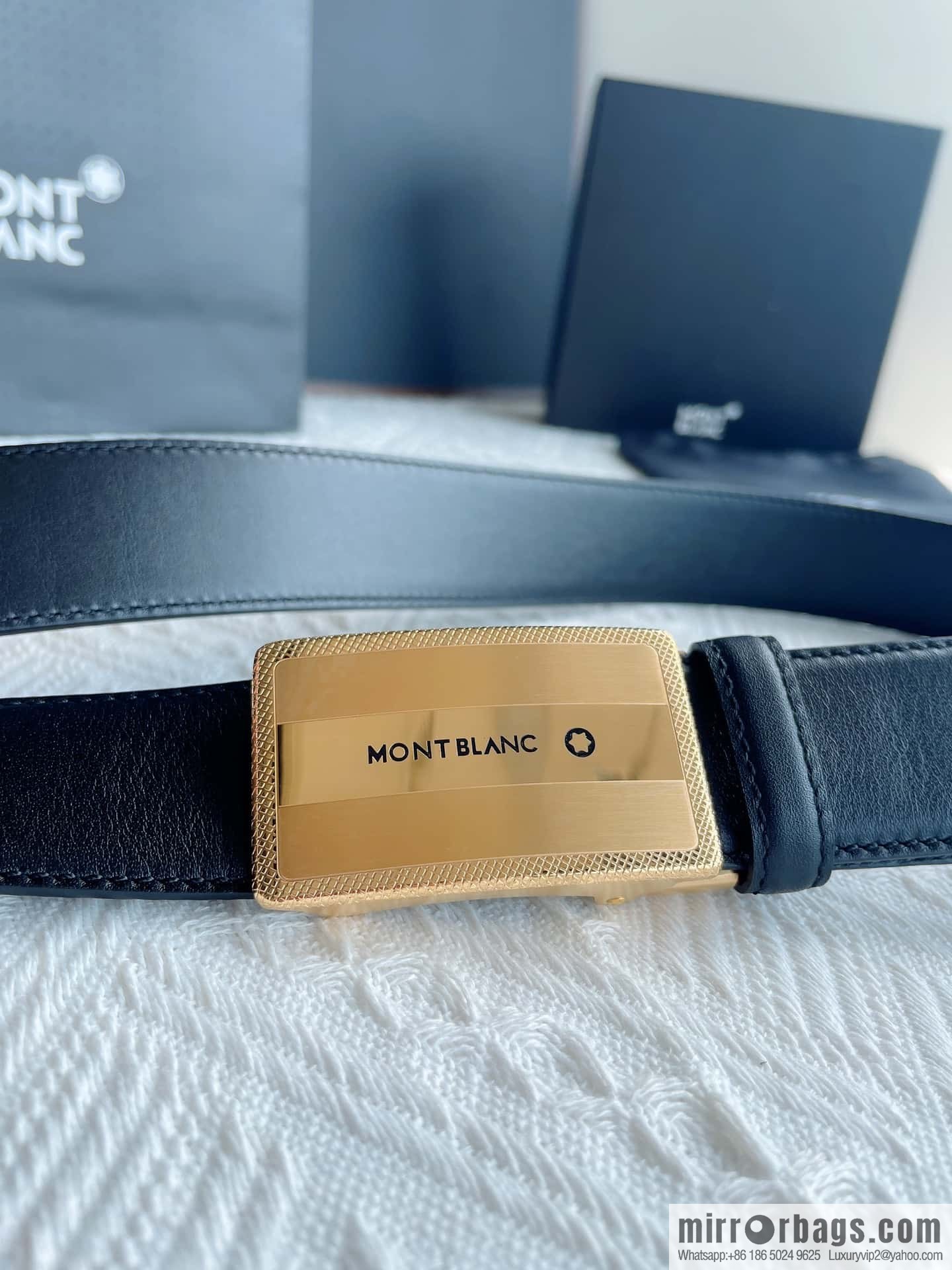 MONTBLANC Montblanc, White Hexagonal Star Capsule Metal Automatic Buckle Men's Automatic Belt