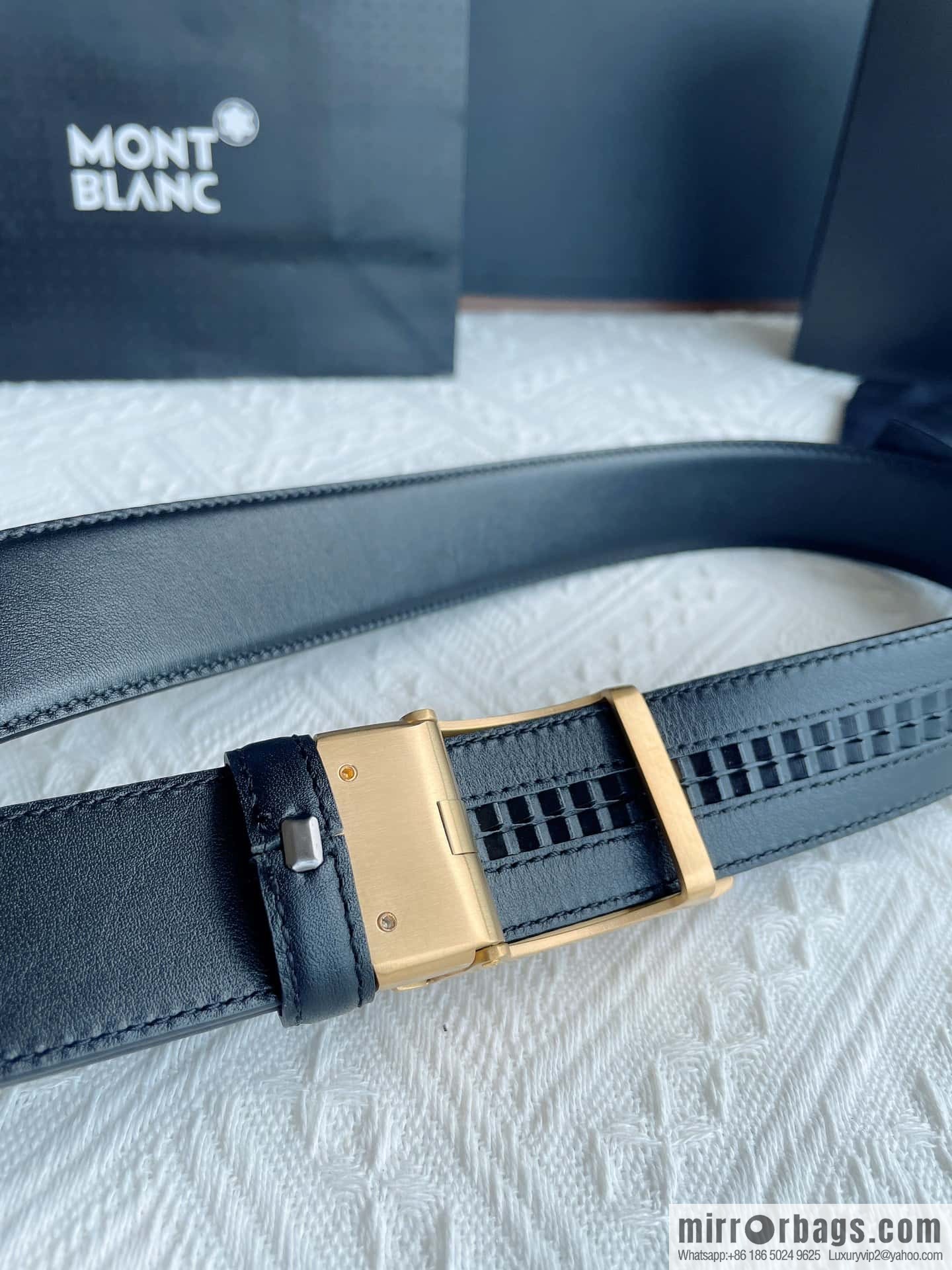 MONTBLANC Montblanc, White Hexagonal Star Capsule Metal Automatic Buckle Men's Automatic Belt
