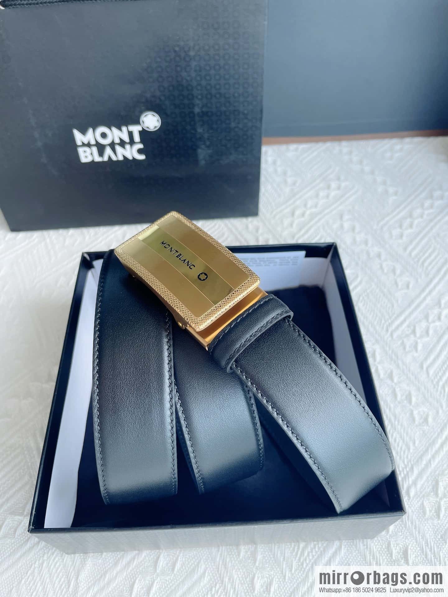 MONTBLANC Montblanc, White Hexagonal Star Capsule Metal Automatic Buckle Men's Automatic Belt