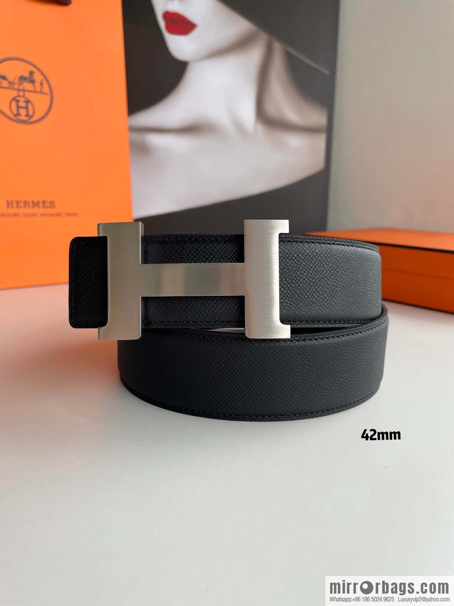 Hermes Hermes, gold silver solder joint metal buckle men's belt 4.2cm