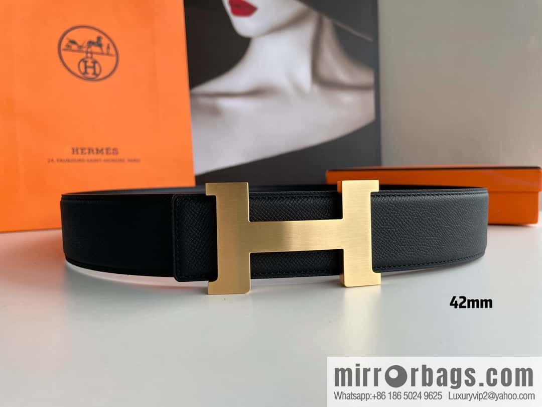 Hermes Hermes, gold silver solder joint metal buckle men's belt 4.2cm