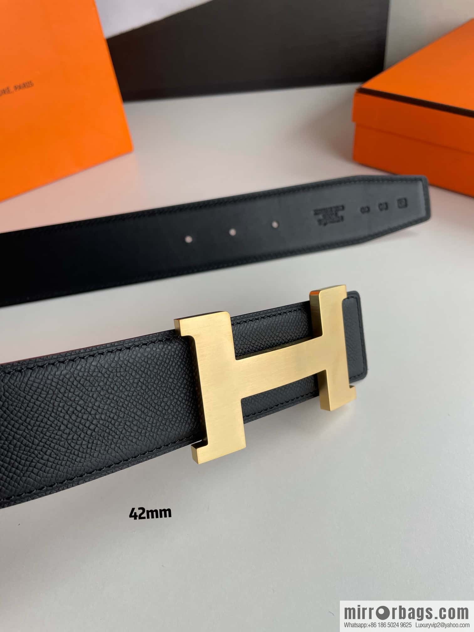 Hermes Hermes, gold silver solder joint metal buckle men's belt 4.2cm