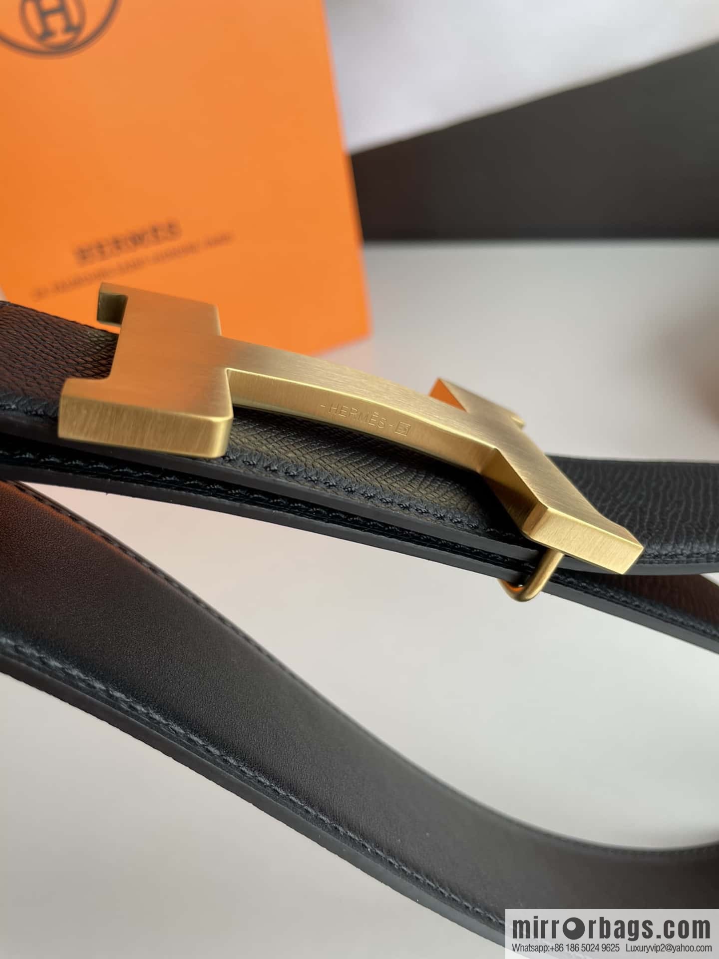 Hermes Hermes, gold silver solder joint metal buckle men's belt 4.2cm