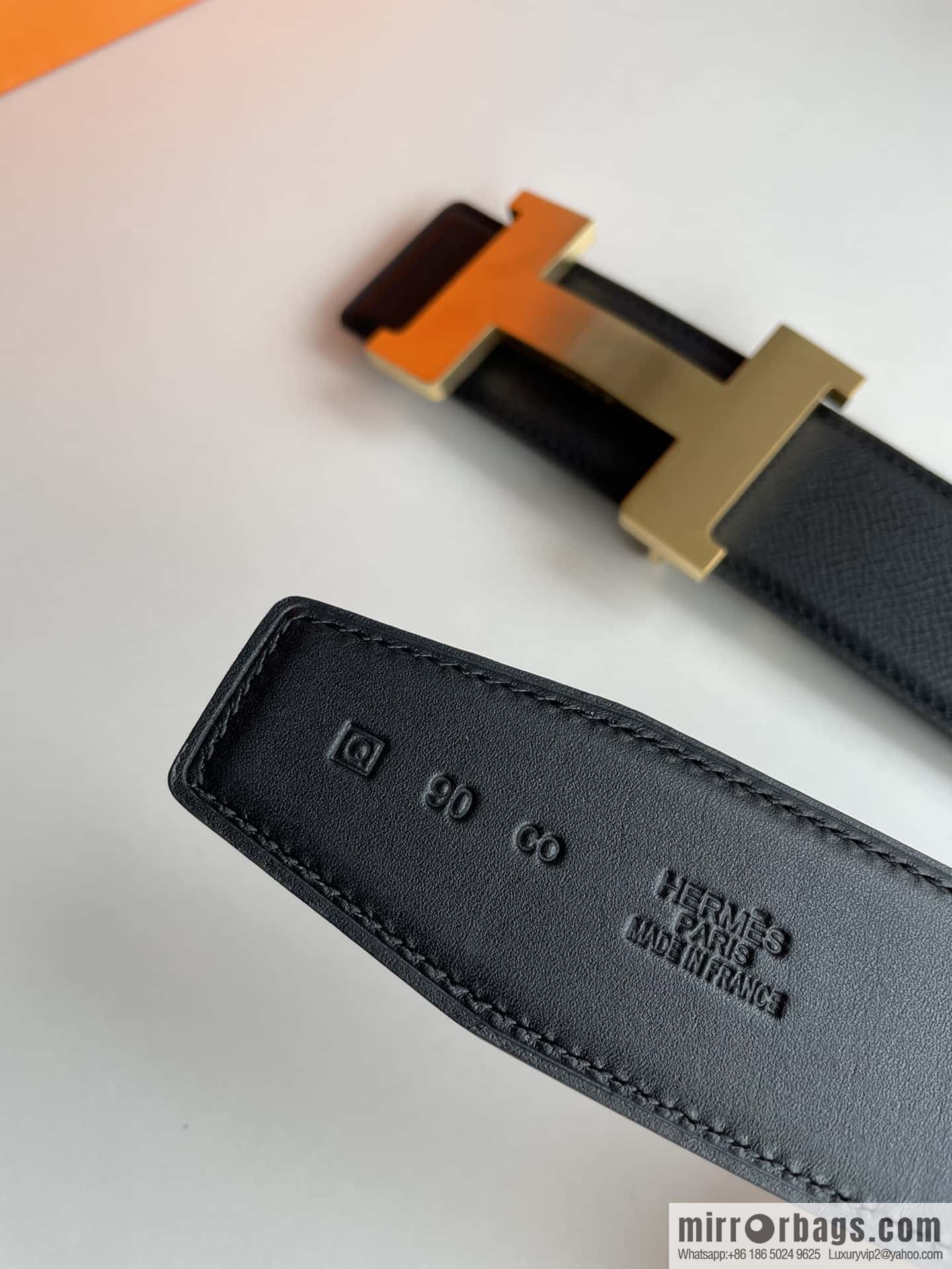Hermes Hermes, gold silver solder joint metal buckle men's belt 4.2cm
