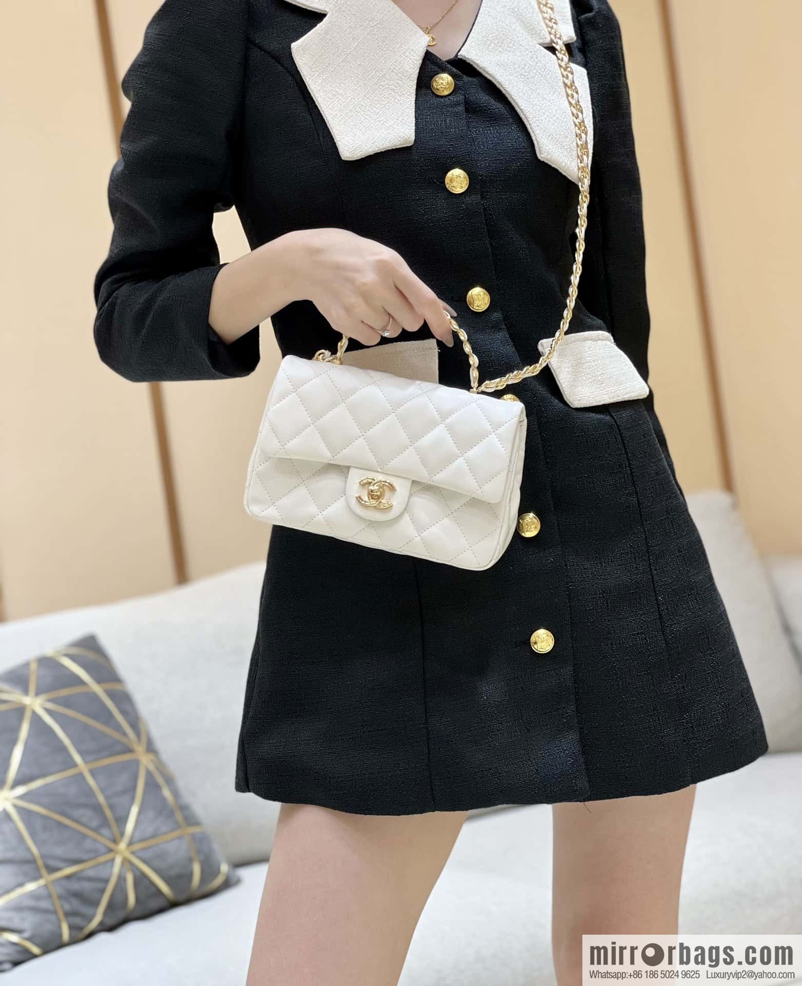 CHANEL 23S spring/summer series CF handle mini AS4023 white
